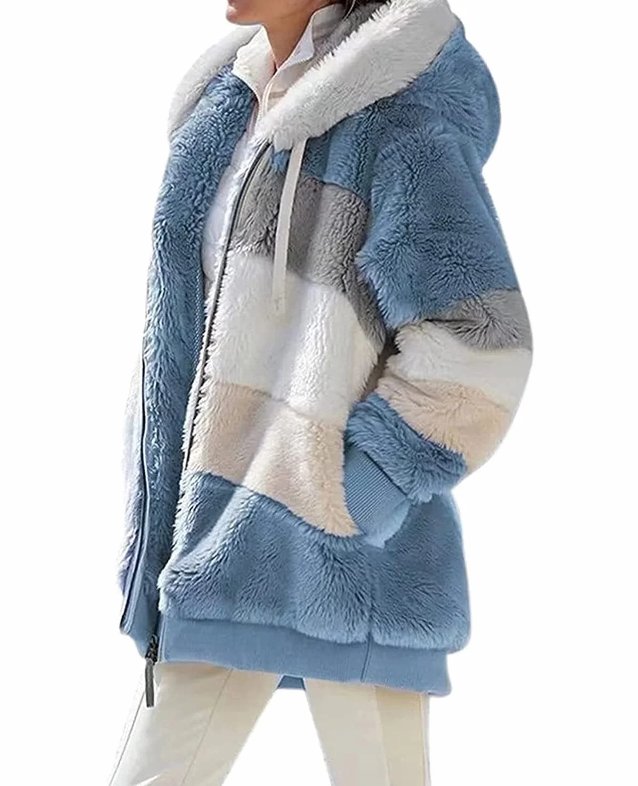 ABINGOO Mujer Abrigo Invierno Chaqueta Talla Grande Sudaderas con Capucha Grueso Cálido Outerwear Bolsillo Cremallera Cardigan