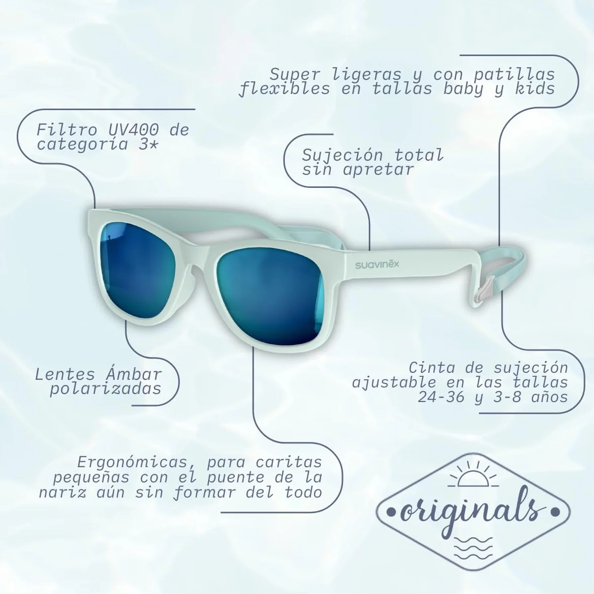 Suavinex Gafas de Sol para Niños Polarizadas UV 400 Protección UVA UVB Rosa