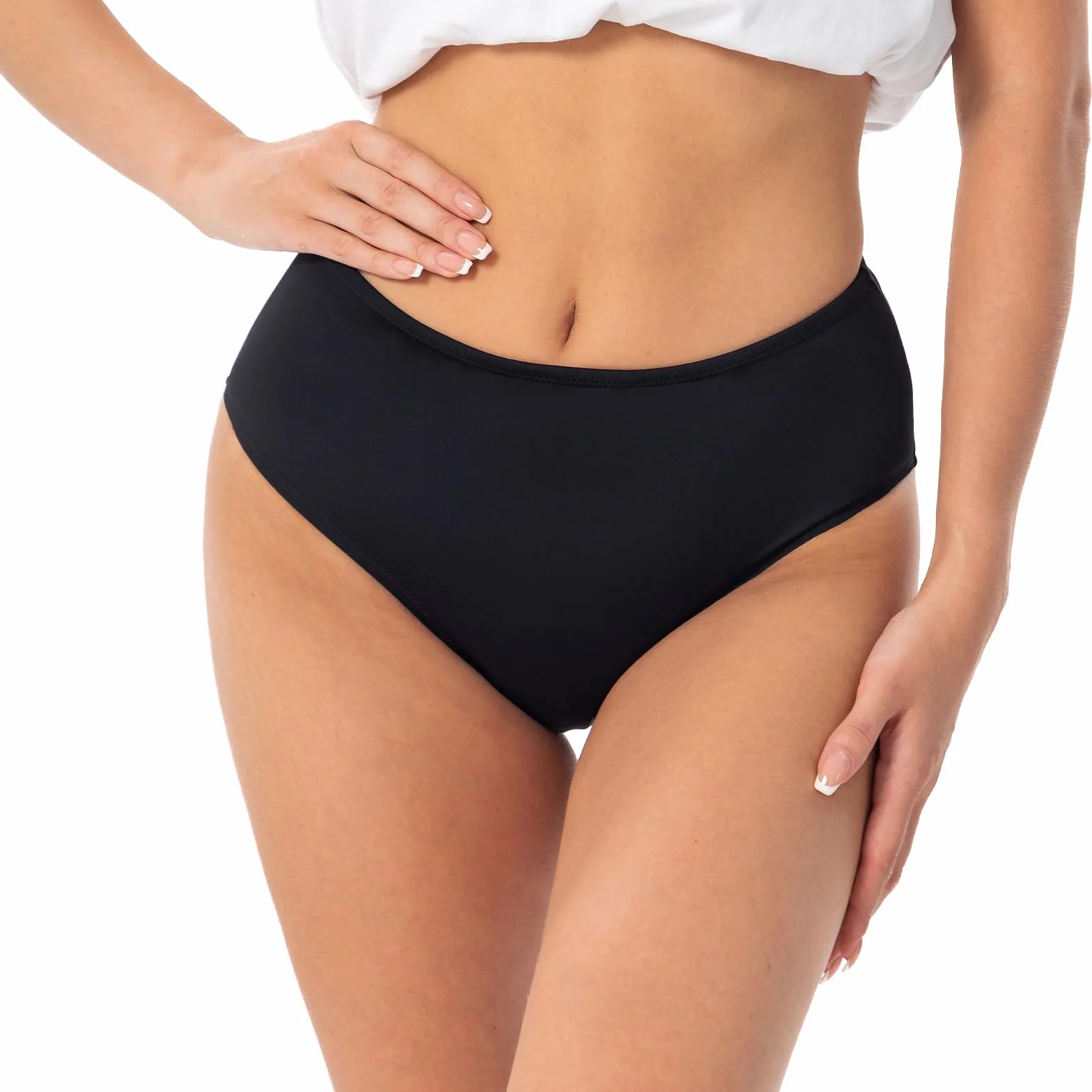 Bragas de Bikini menstruales Impermeables sin Costuras Anti Fugas para Piscina Playa Mujeres Negro