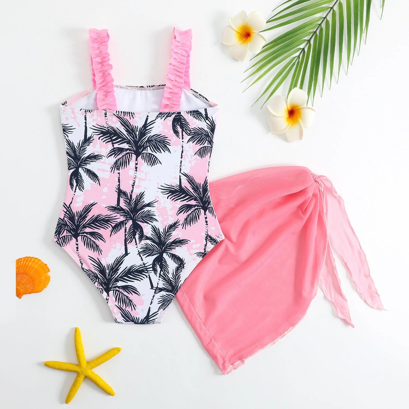 Traje Baño Dos Piezas Solar UPF50 Niñas Pareo Juego Playa Piscina