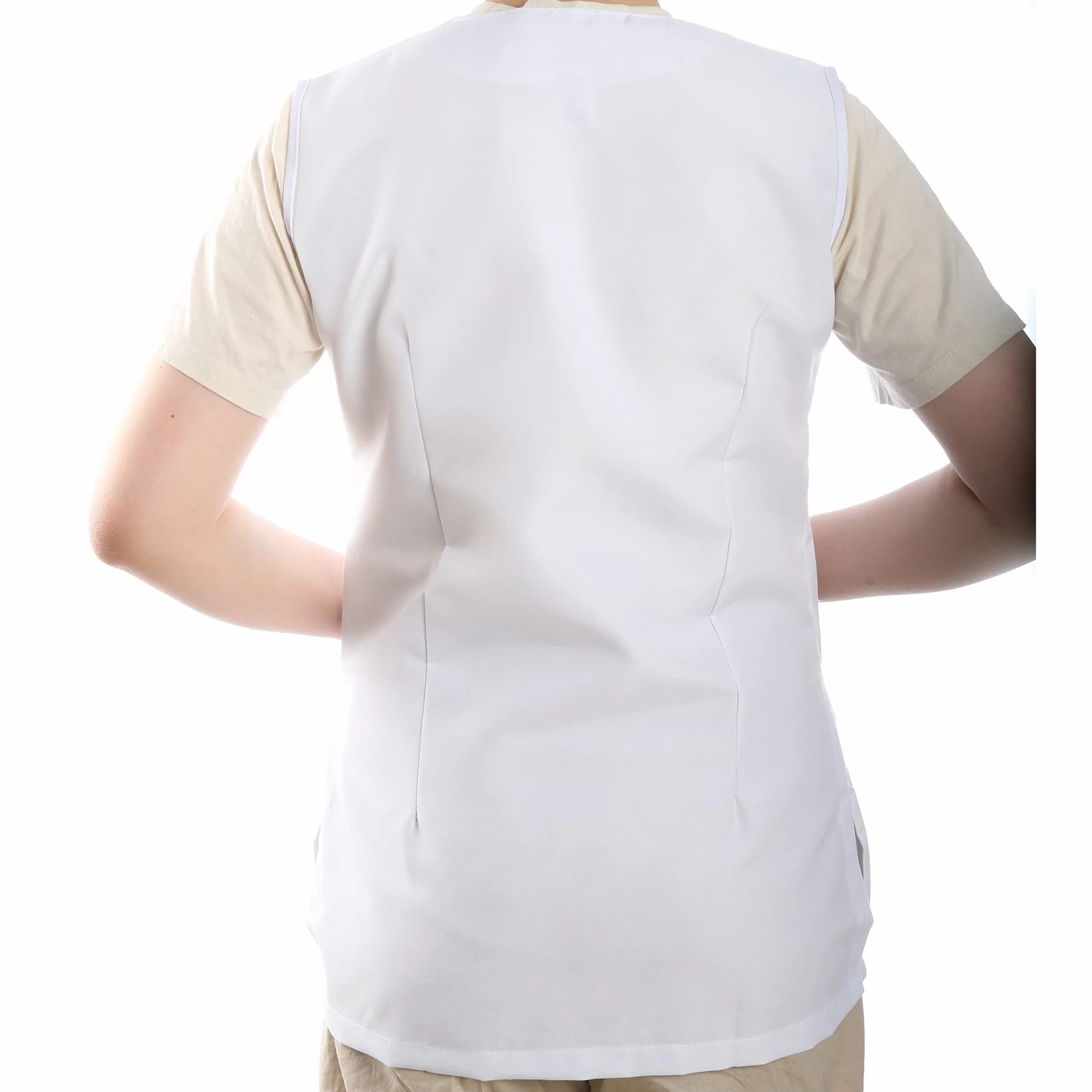 Casaca Mujer Sin Mangas con Botón Uniforme Laboral Limpieza