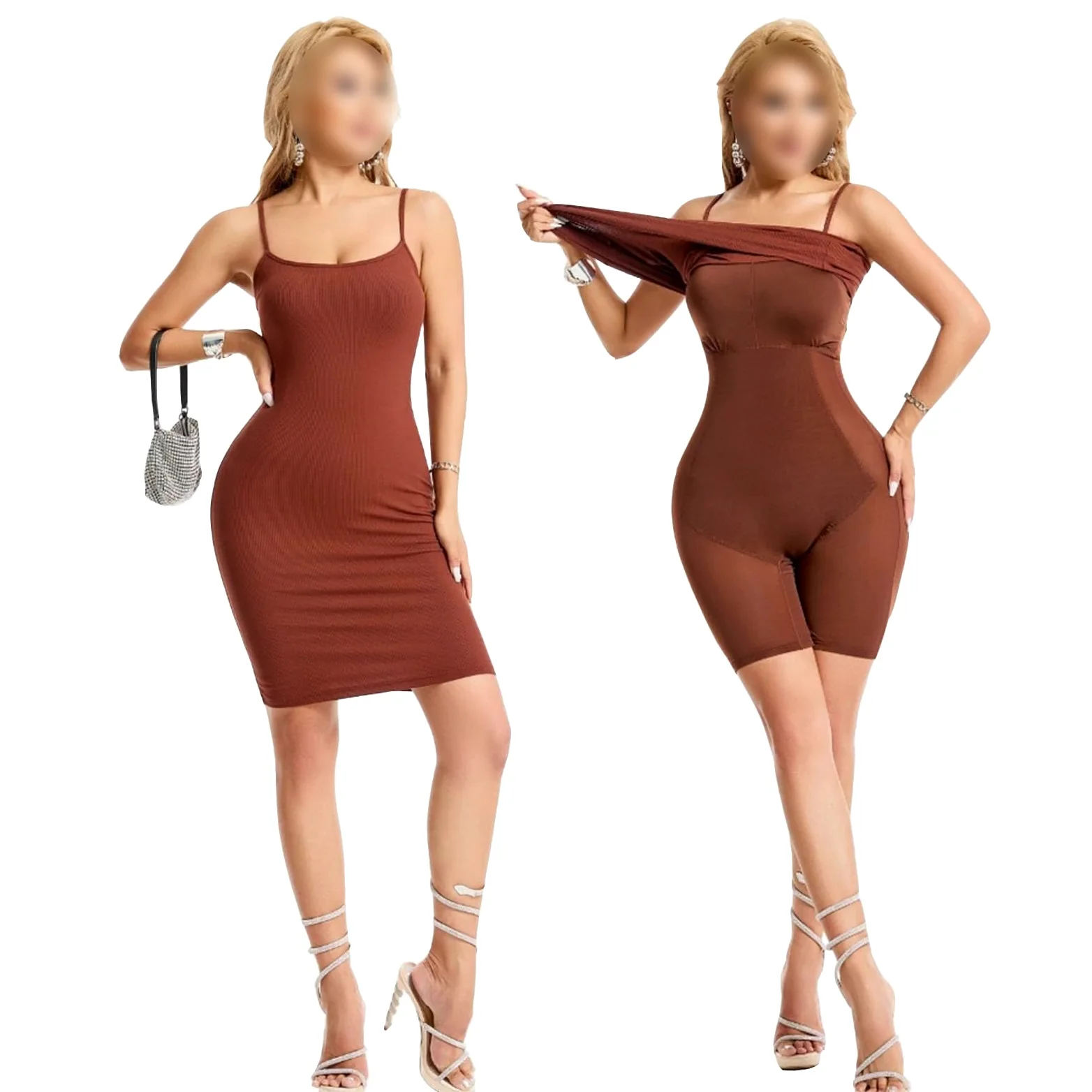 HLTYGWX Mujer Sin Tirantes Control de Barriga Fajas Slip Debajo de los Vestidos Slip Completo