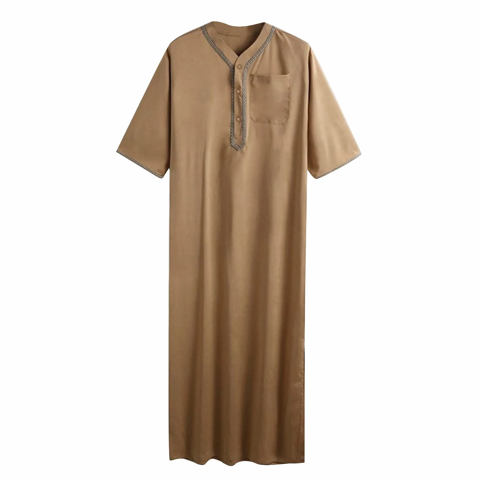 Kaftan Hombre Algodón Lino Verano Cool Jilbab Hombres Musulmanes Bata de Oración para Hombres Ropa Islámica Thobe Marruecos Afgano Árabe Ropa Hombre Túnica Abaya