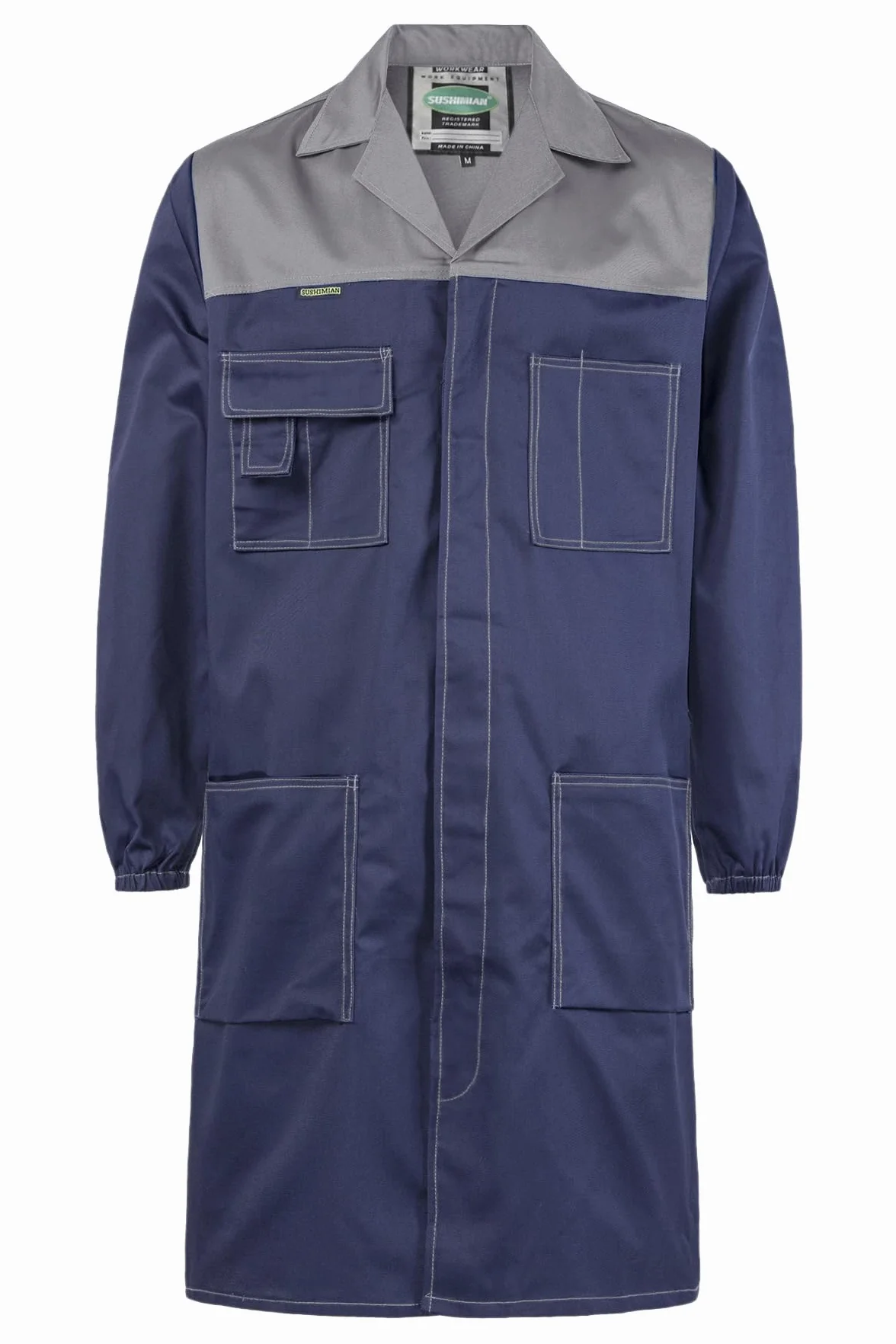 Bata de Laboratorio Hombre Chaqueta de Trabajo Multibolsillos Médico Adulto