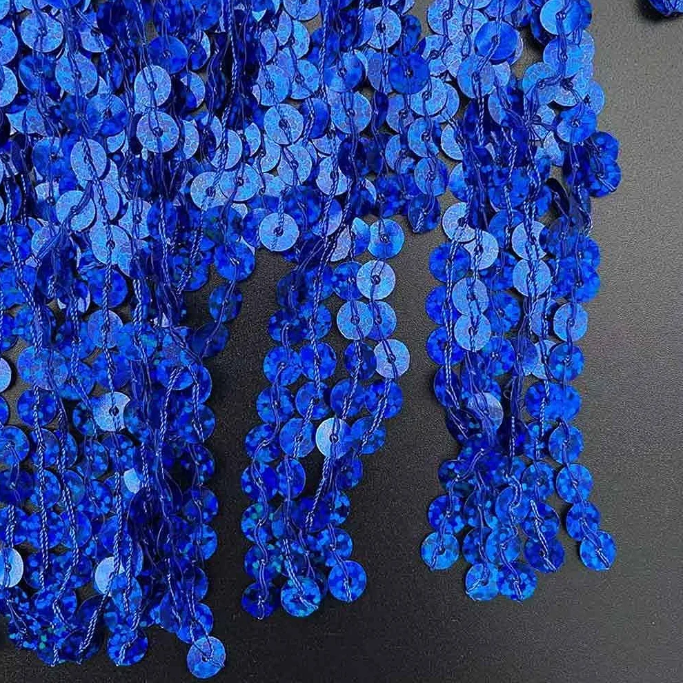Falda de danza del vientre con lentejuelas para mujer, cinturón de cadera, borla, bufanda, disfraz rave (azul real)