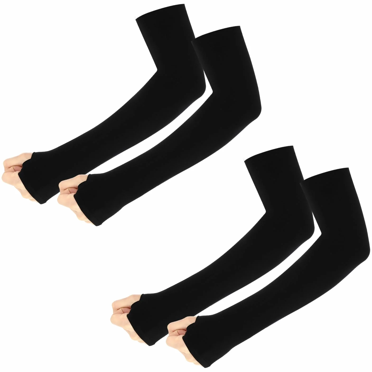 Ouligay 2 pares manguitos gaming protectores brazo UPF 50+ verano refrescantes mujer hombre voleibol baloncesto fútbol golf negro talla única