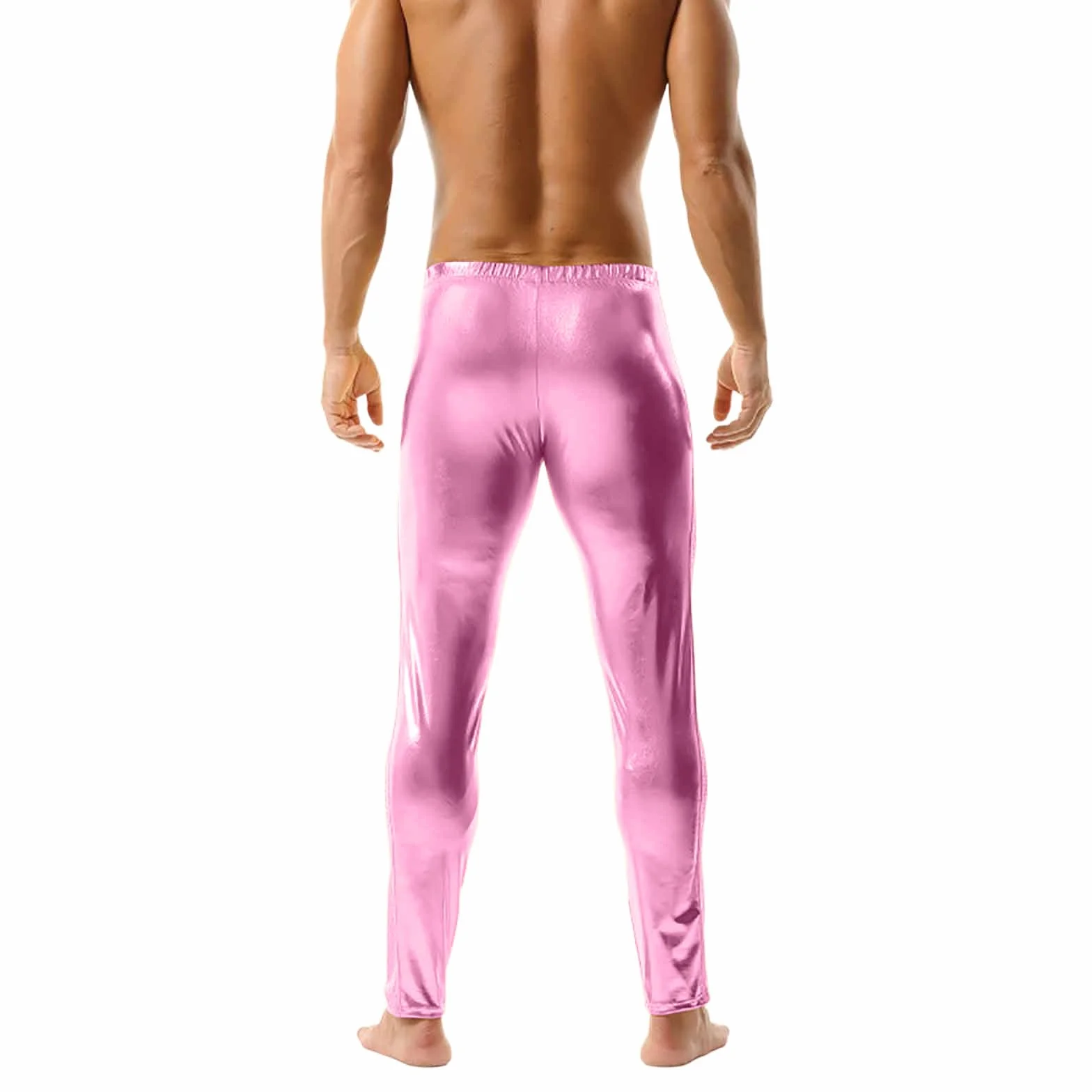 Leggings de Piel Sintética Metalizados para Hombres - Pantalones Ajustados Ropa de Club