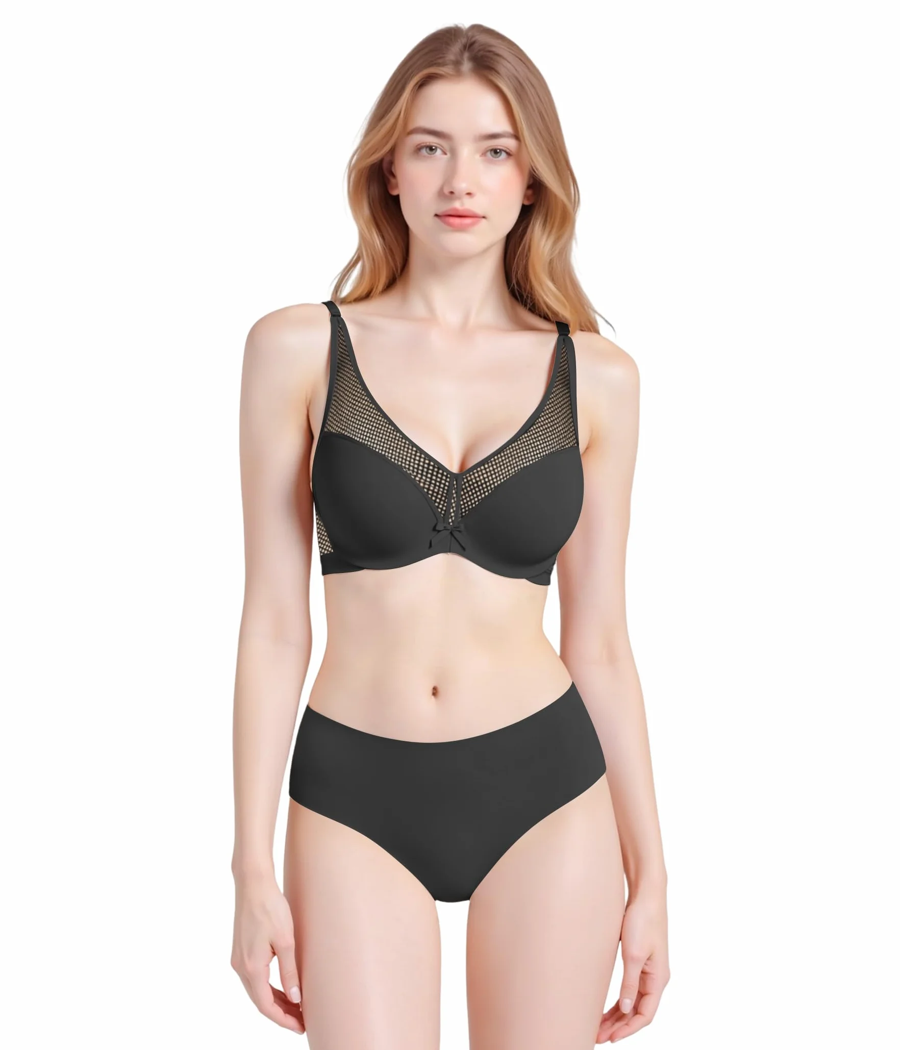 Sujetador Push-up con Aros para Mujer Power Flower Cobertura Total Malla Soporte