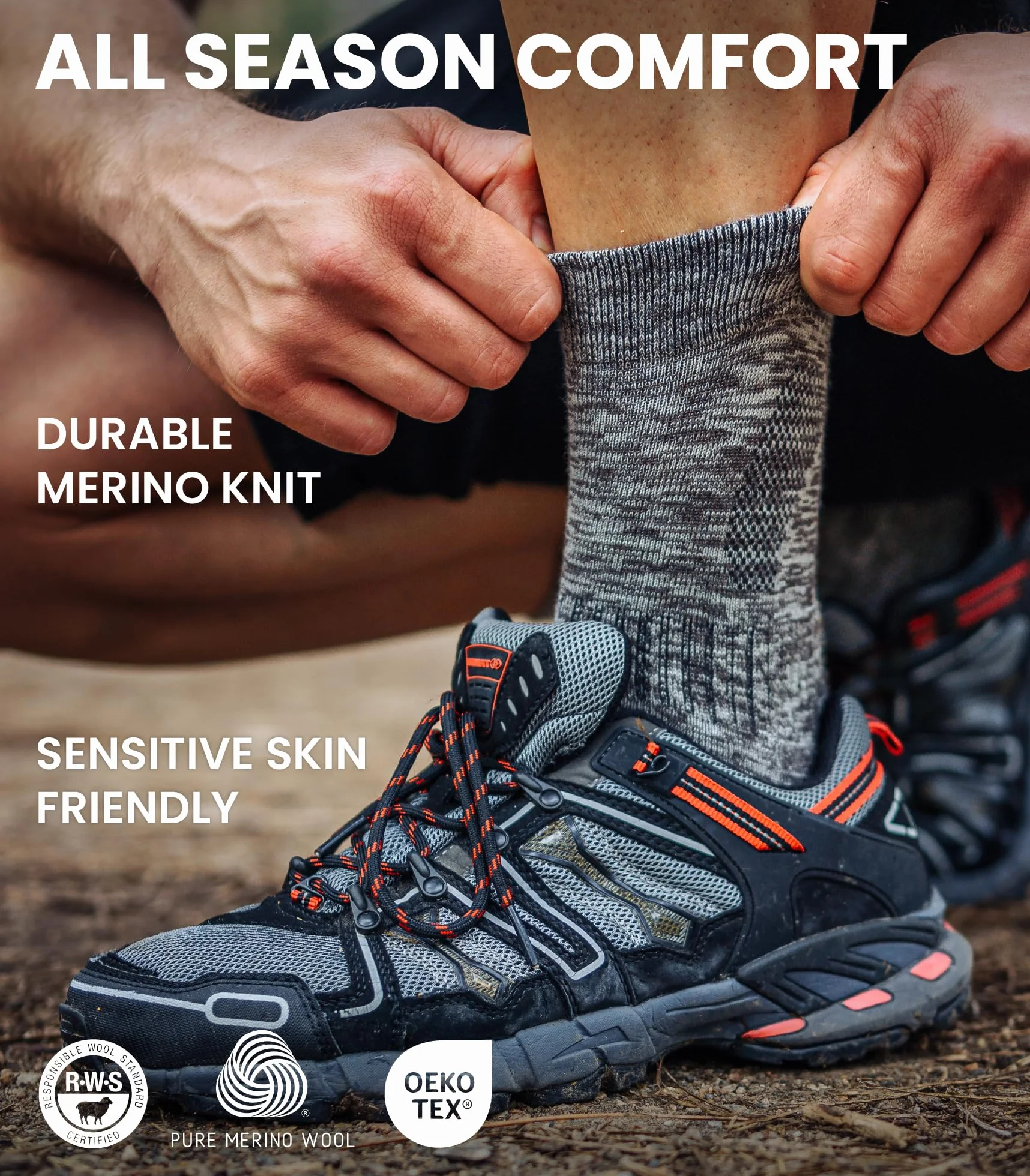 Merino.tech Calcetines Térmicos Lana Merino para Hombre y Mujer - Transpirables, Suaves, Trekking y Deporte