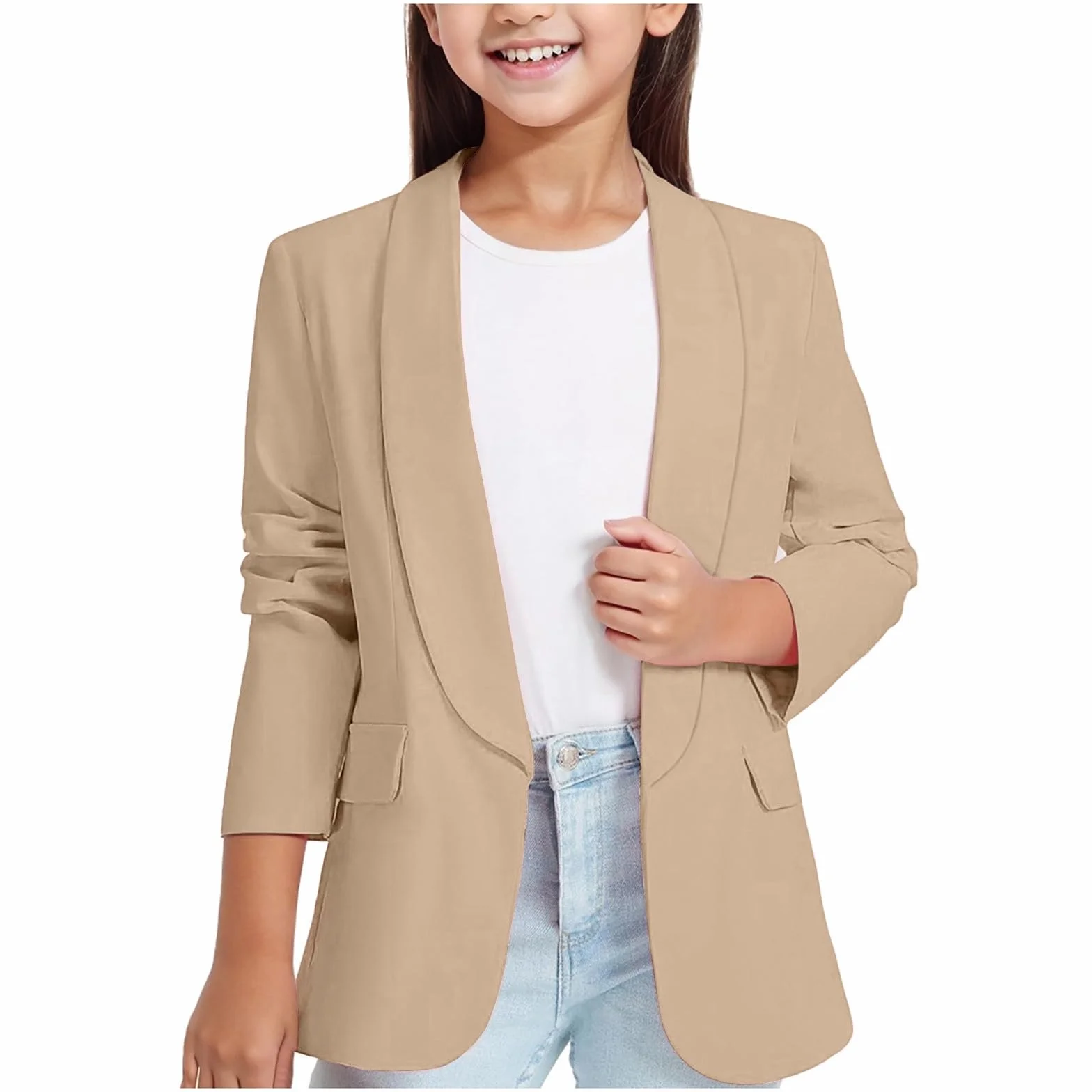 Suéter Clips Bufanda Chaqueta Formal Frente Abierto Bolsillo Interior Para Niños Wipe Camisa Niñas