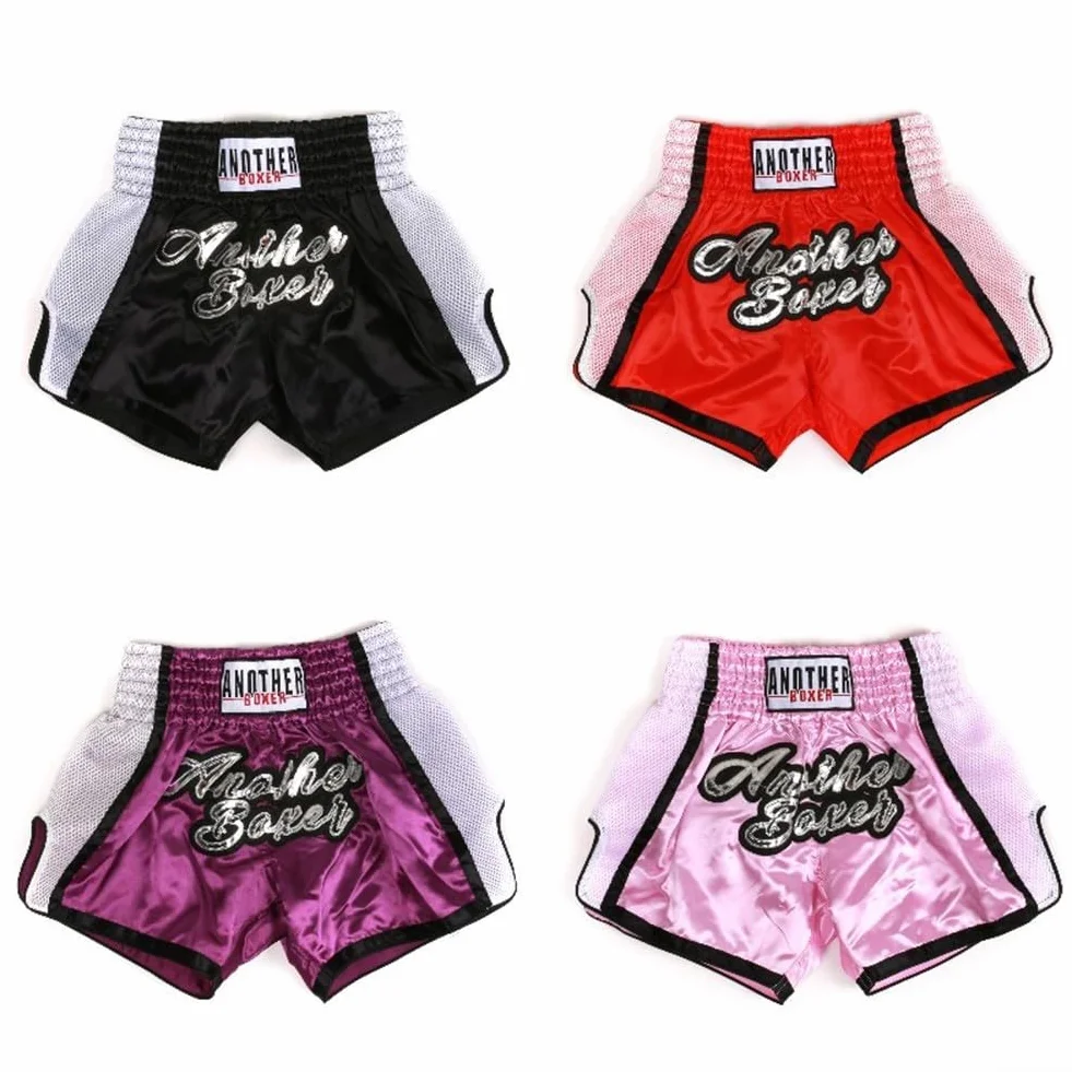 Pantalones cortos de boxeo MMA Muay Thai mezcla fibra transpirable morado