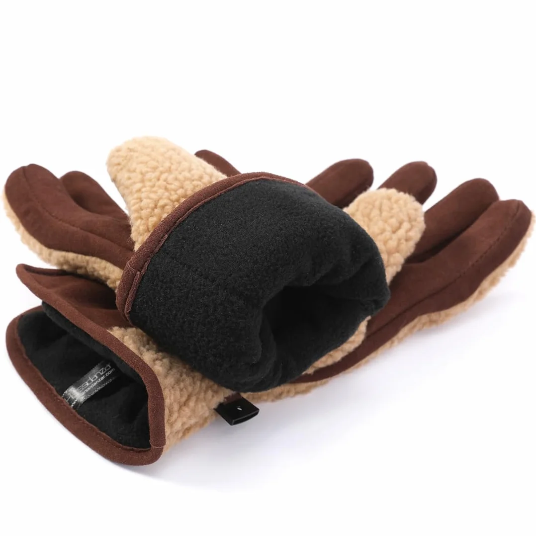 Guantes de invierno de cuero de piel de oveja gamuza para mujeres SL021EU