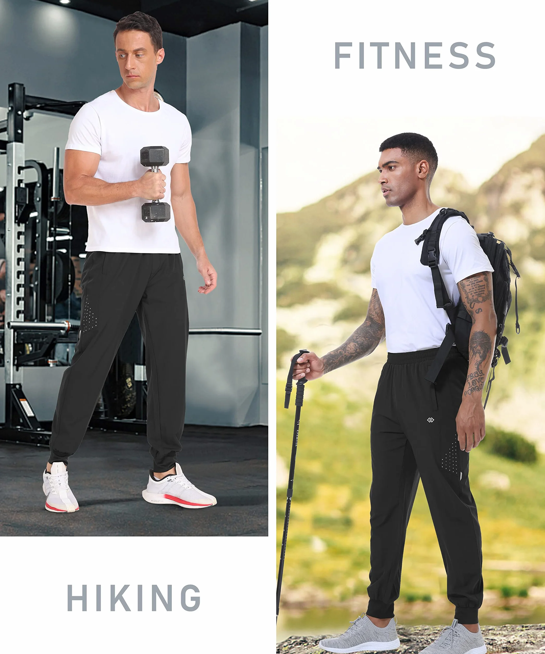 MoFiz Pantalones Deportivos Ligeros Hombre Pantalón Largo Secado Rápido Jogger con Bolsillos Cremallera