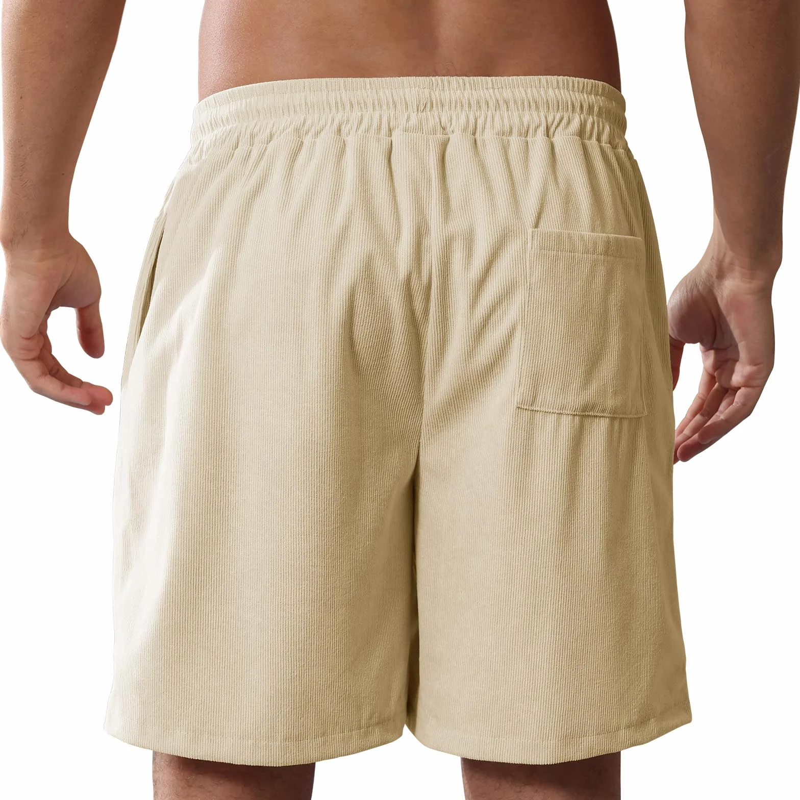Pantalones Cortos Hombre Algodon Pana Casual Shorts con Bolsillos