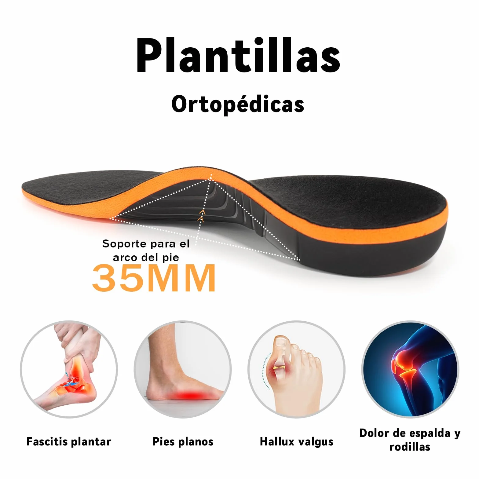Plantillas Fascitis Plantar para Pies Planos 36-47 EU