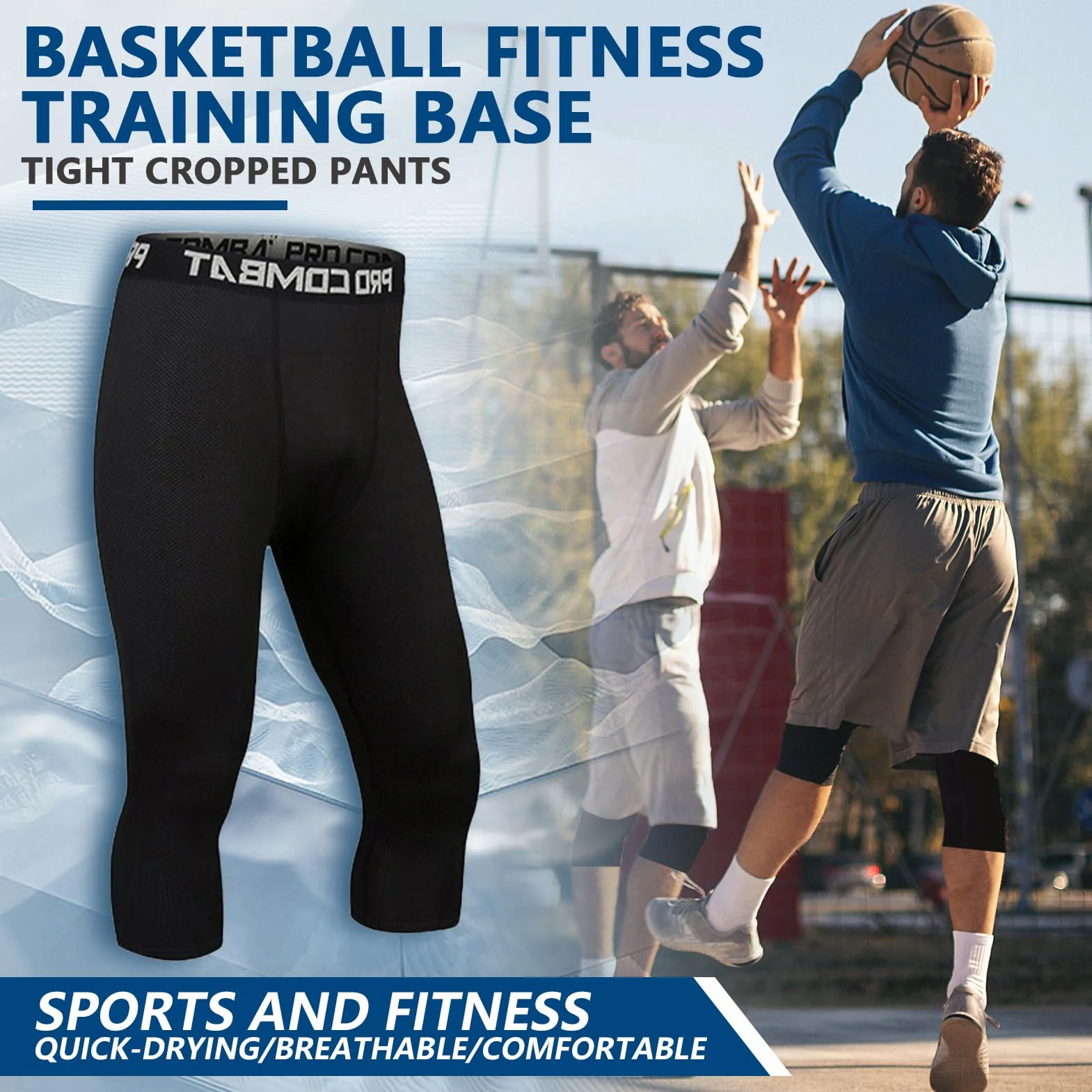 3/4 Pantalones de Compresión Deportivos Dry Carriendo para Ciclismo Golf Yoga, 2 Pack