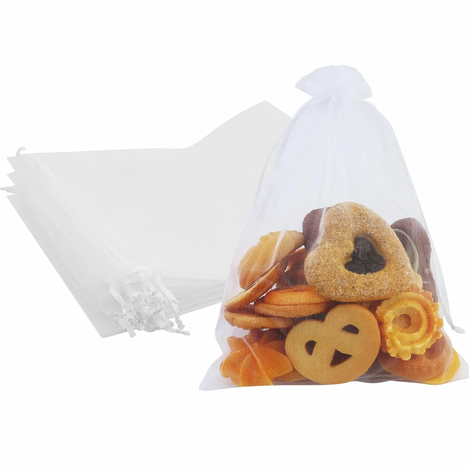 Bolsas de organza blancas con cordón, 20 unidades, 15 x 20 cm, uvas, bolsas de regalo para joyas, dulces
