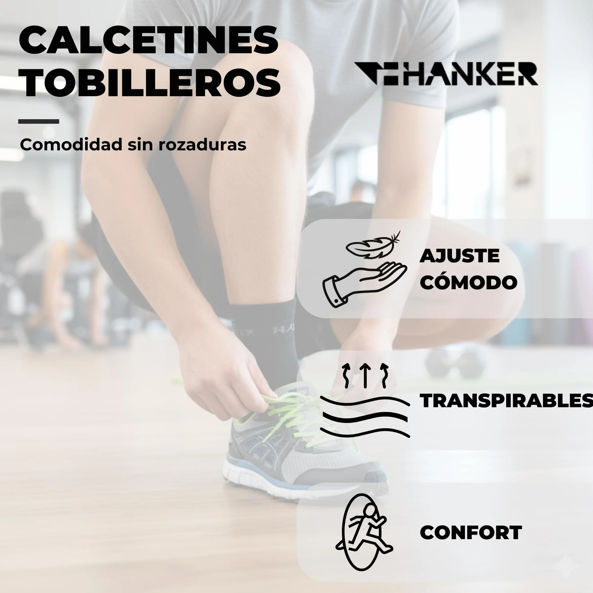 HANKER Calcetines Trail Running Hombre Mujer Sin Costuras Transpirables Antirozaduras Compresión