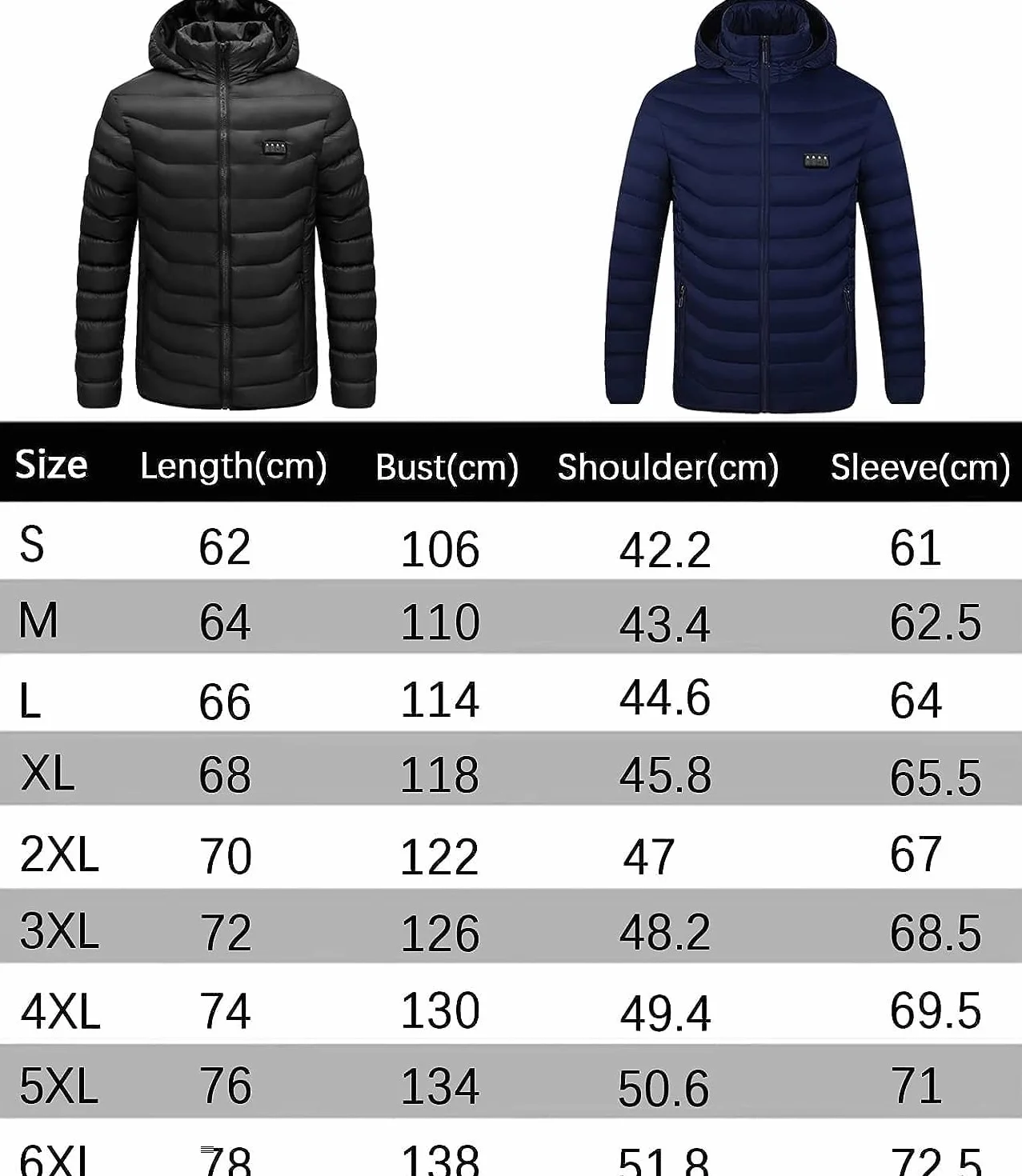 Chaqueta Calefactable Eléctrica 19 Zonas USB Recargable Lavable con Capucha para Hombre Mujer