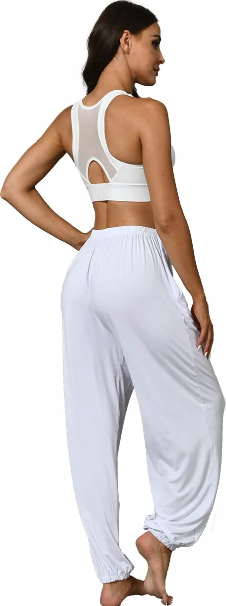 HOEREV Super Soft Modal Spandex Harem Yoga Pilates Pants