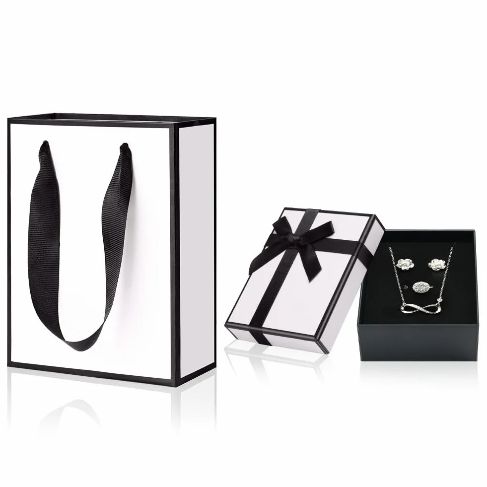 Aucuu Caja de Regalo Joyería 9x7x3cm con Lazo para Collar Pendientes Cumpleaños Boda