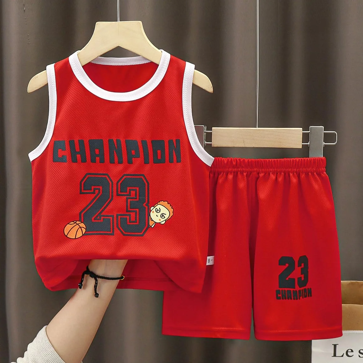 Conjunto de pantalones cortos deportivos para niño 2 piezas camiseta de baloncesto malla