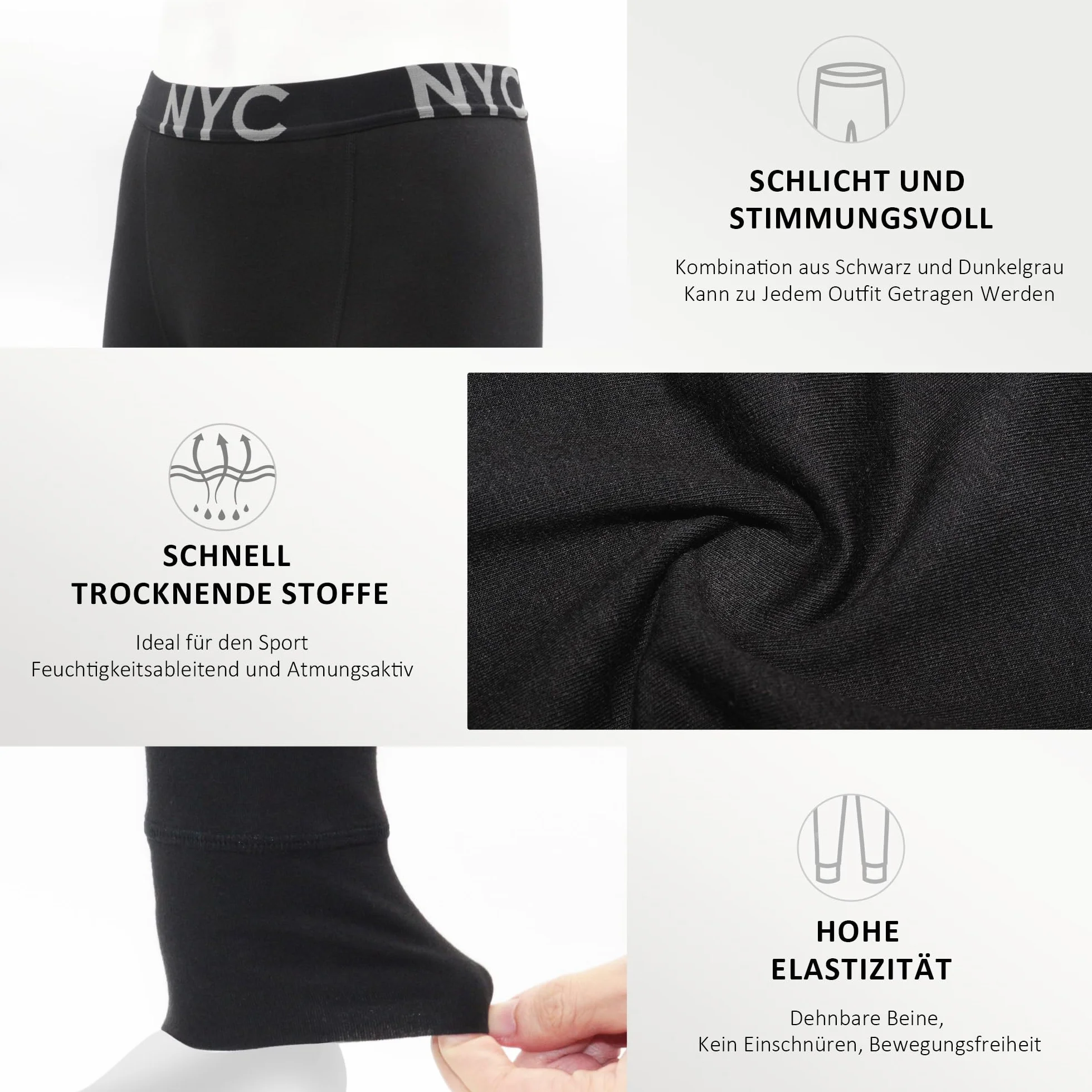 Uizuooy Pantalones de Compresión para Niños Leggings Tight Atletices Deportiva Negro Mallas de Pantalones Paquetes de 1/2 para Leggings Niños