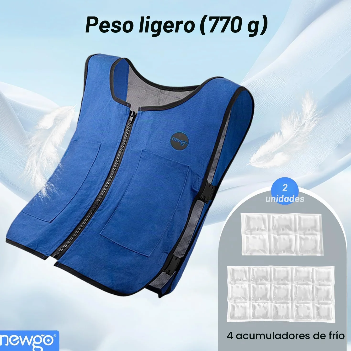NEWGO Chaleco de hielo enfriamiento rápido ajustable con bolsillo para hombre mujer