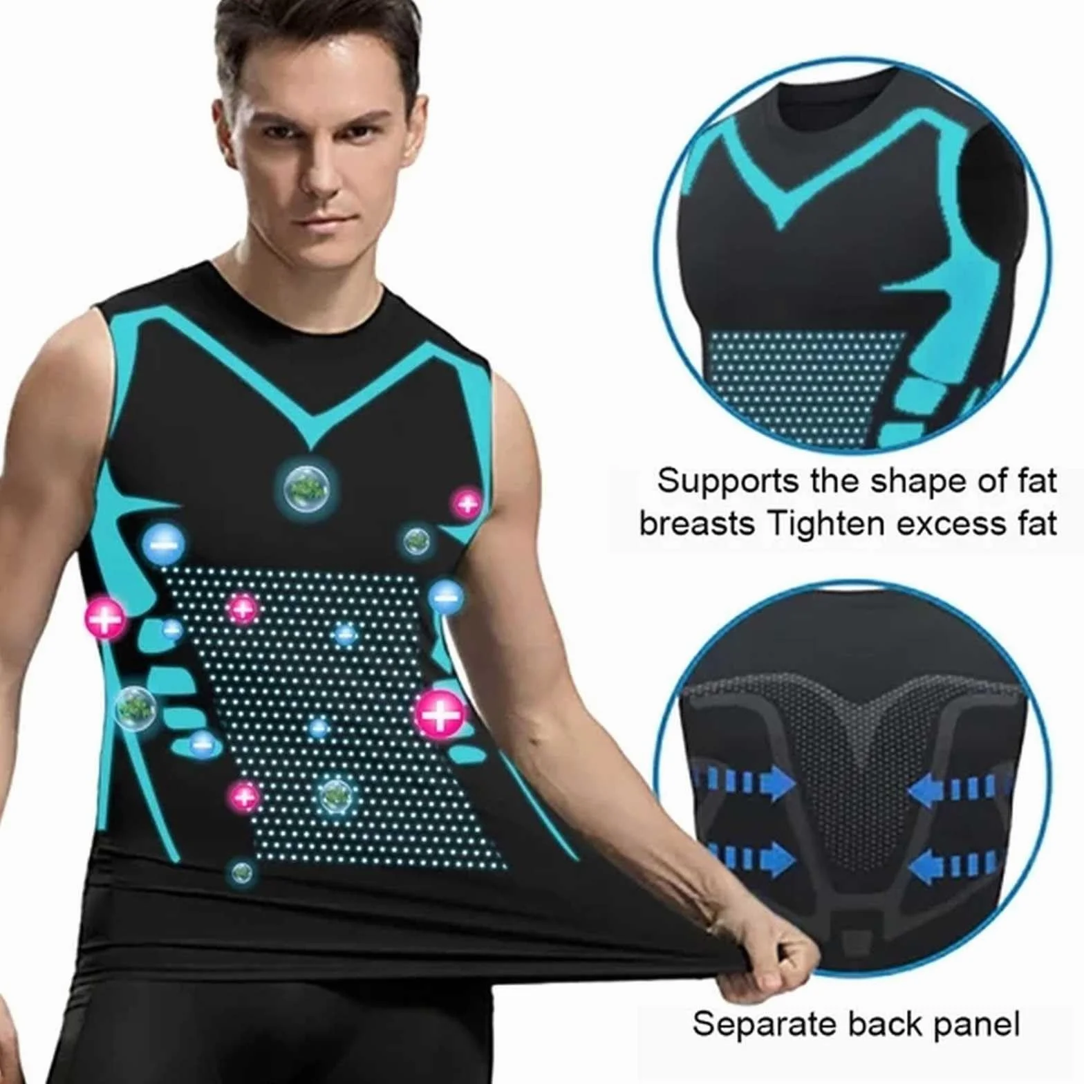 riou Vitaboost Camiseta de Compresión sin Mangas Hombre Secado Rápido 3PC