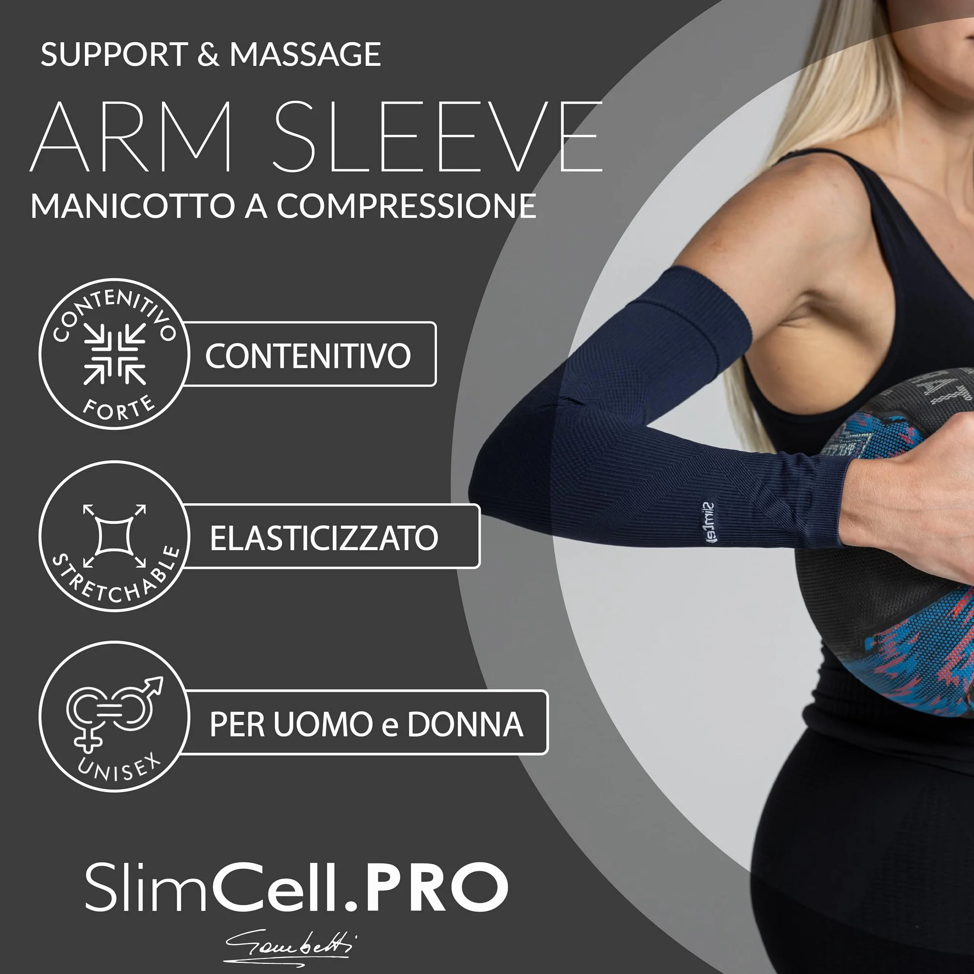 SLIMCELL PRO Manguitos Deportivos Unisex Anti UV Compresion Brazo Running Ciclismo Voleibol