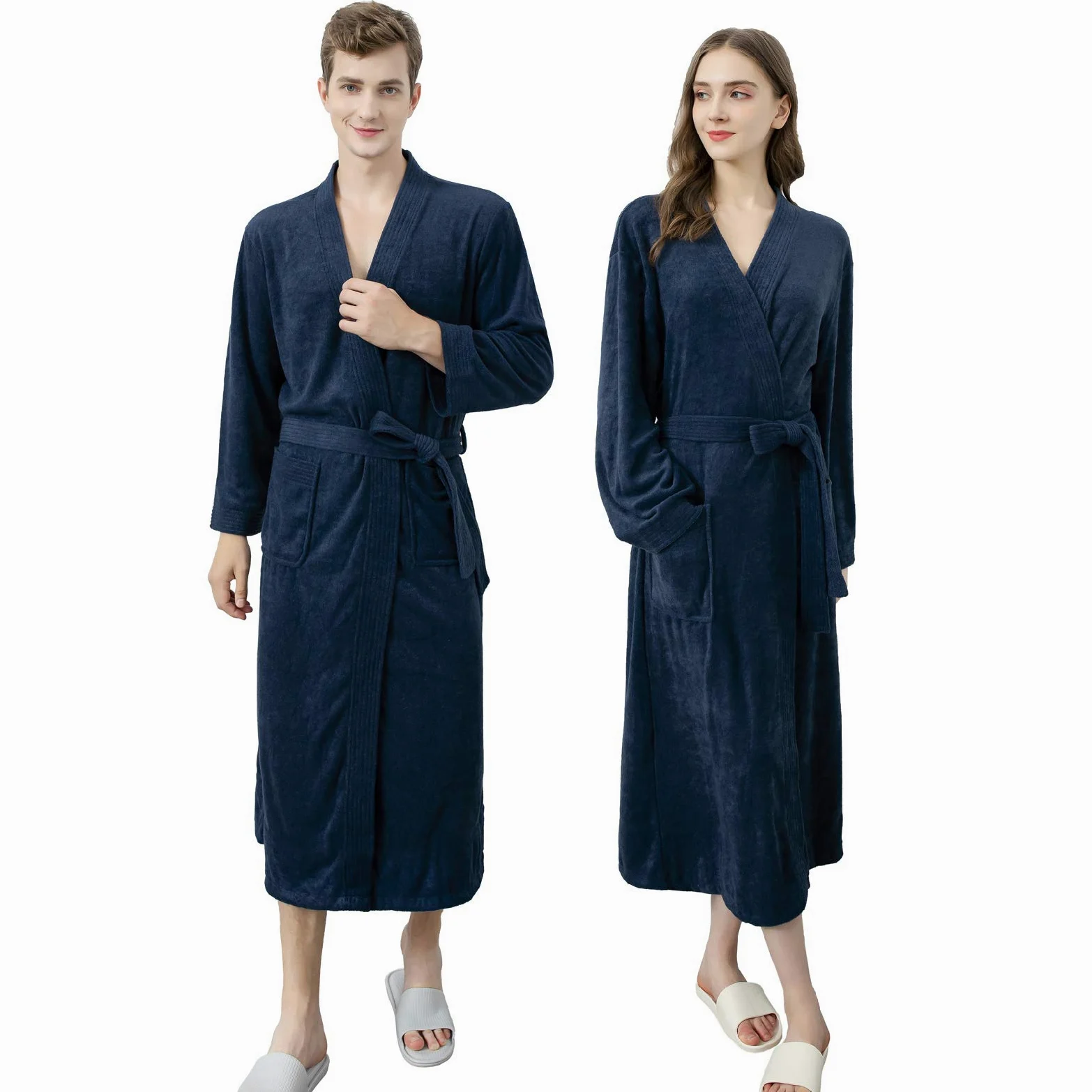 Albornoz para hombre con gofres con bolsillos para todas las estaciones, spa, hotel, piscina, ropa de dormir
