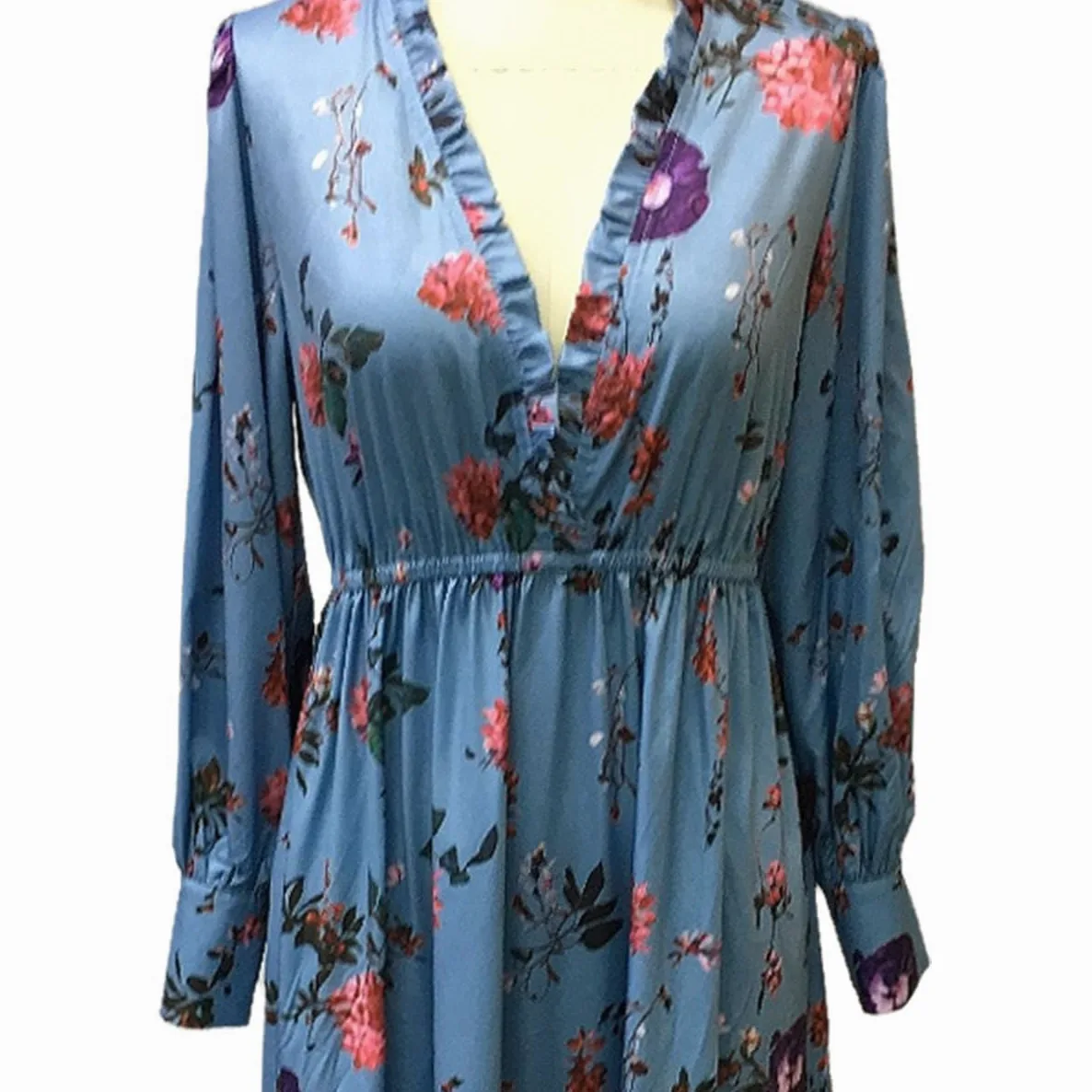 Vestido Largo Vintage de Flores campestres para Mujer, Vestido Maxi Holgado de Manga Larga con Escote en V Sexy, Vestido Informal Holgado de otoño