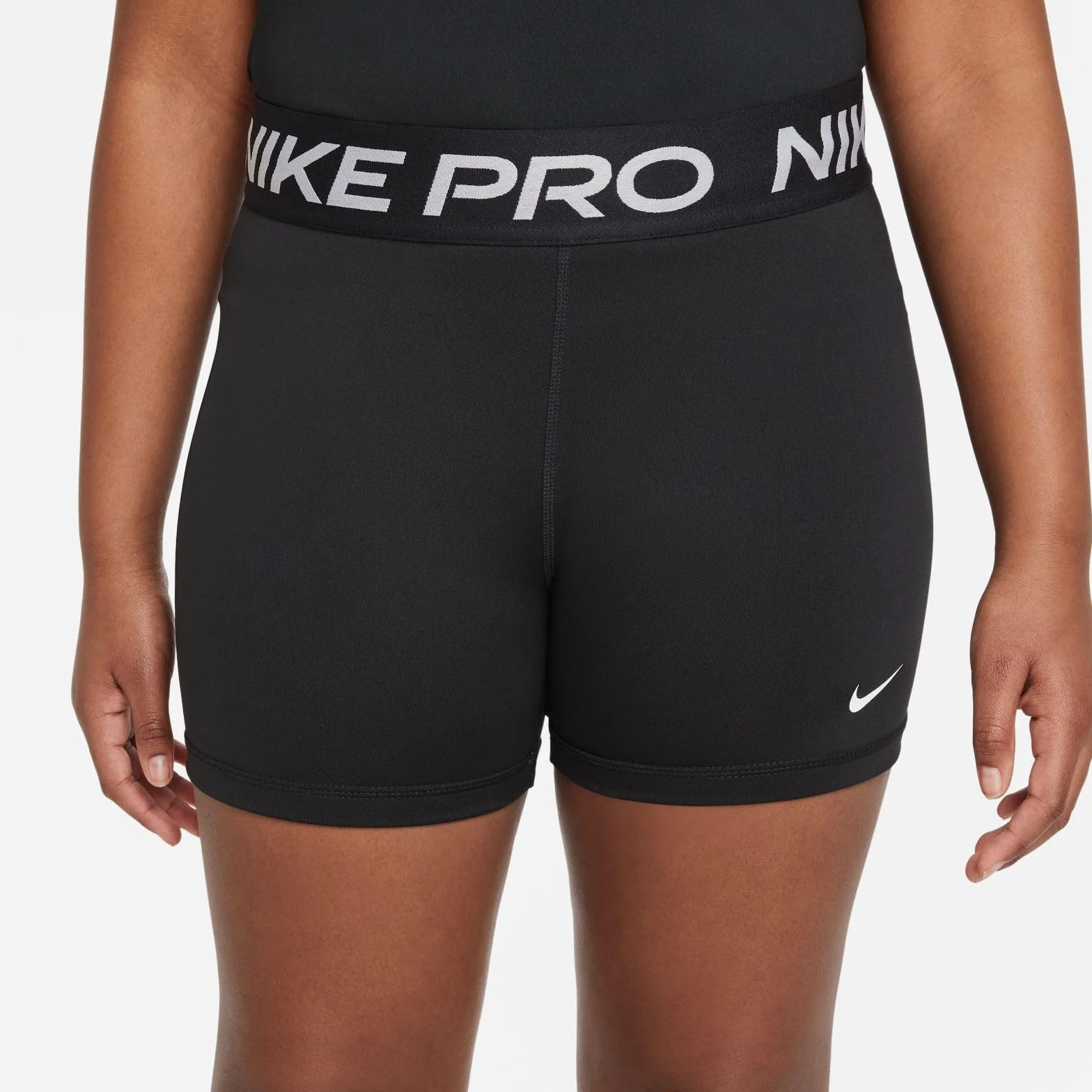 Nike Pro Dri-Fit Girl's Upper Thigh Length Tight Black/White DM8439-010 S+
