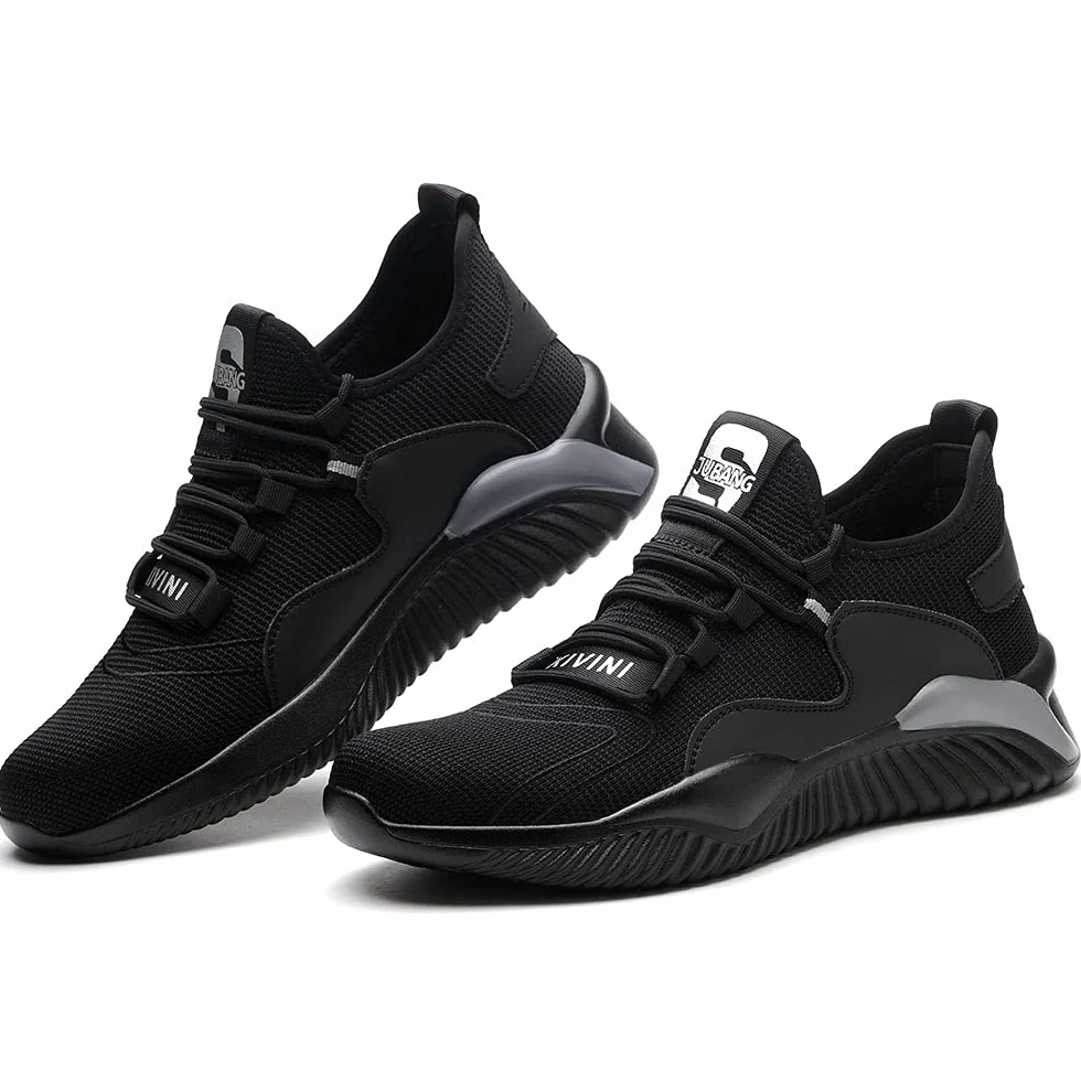 Zapatos de Seguridad Hombre Mujer con Puntera de Acero Ligero Antideslizante Negro