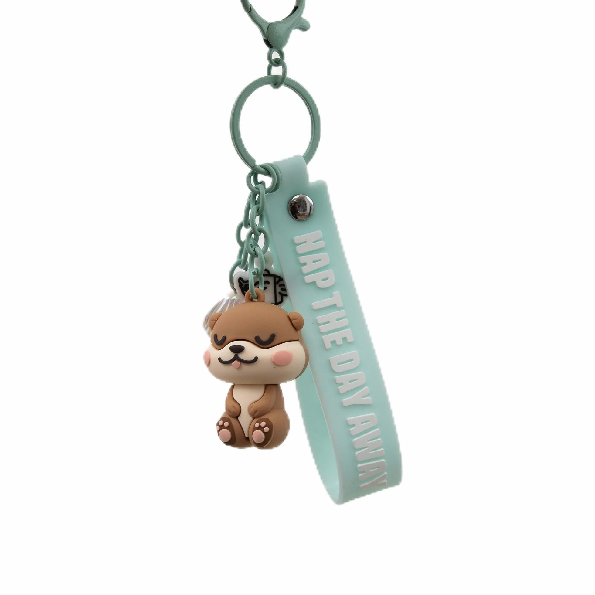 Mr. Wonderful Llavero Lazy Nutria con Charms Nap the Day Away – Llavero de Caucho y Metal Original
