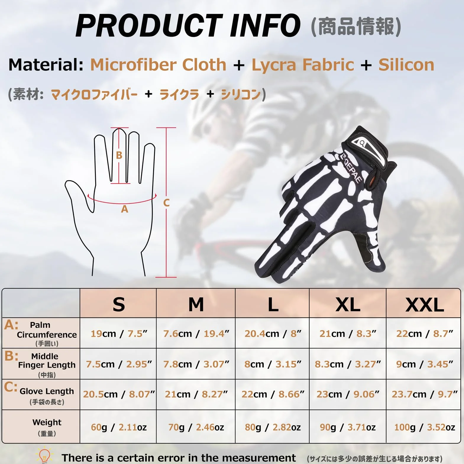 Azarxis Guantes de Ciclismo Ajustable con Pantalla Táctil para Bicicleta de Montaña