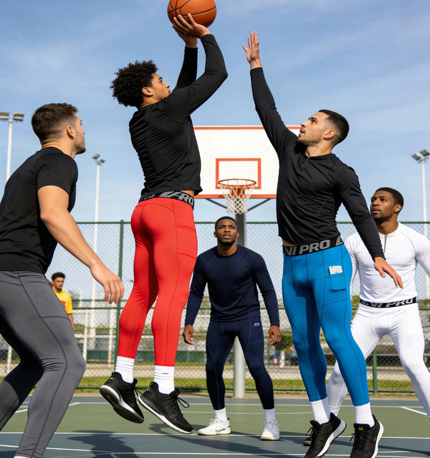 Hombre Pantalón de Compresión Deportivo Mallas con Bolsillos para Teléfono