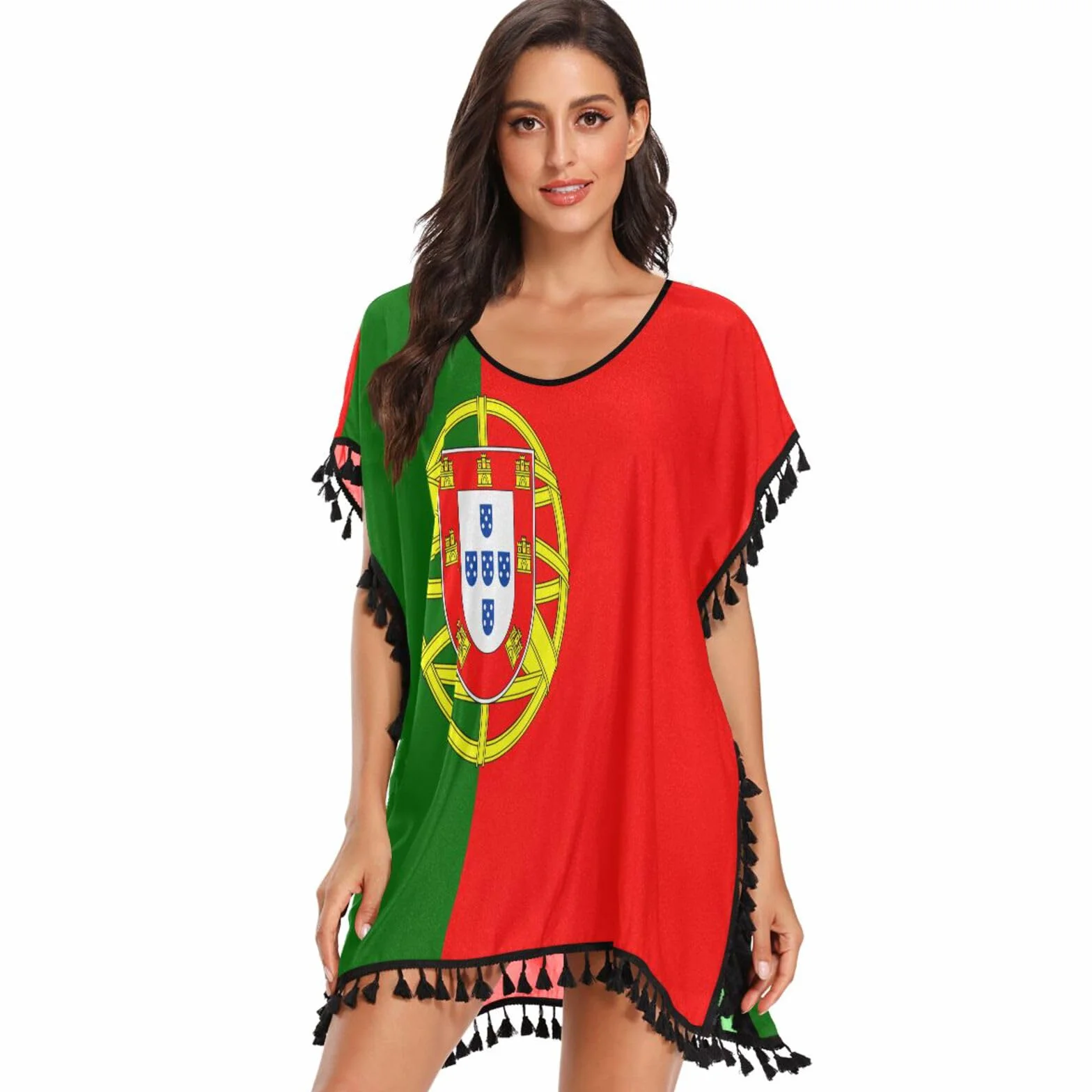 Linqin Traje de baño mujer bandera Portugal vestido playa