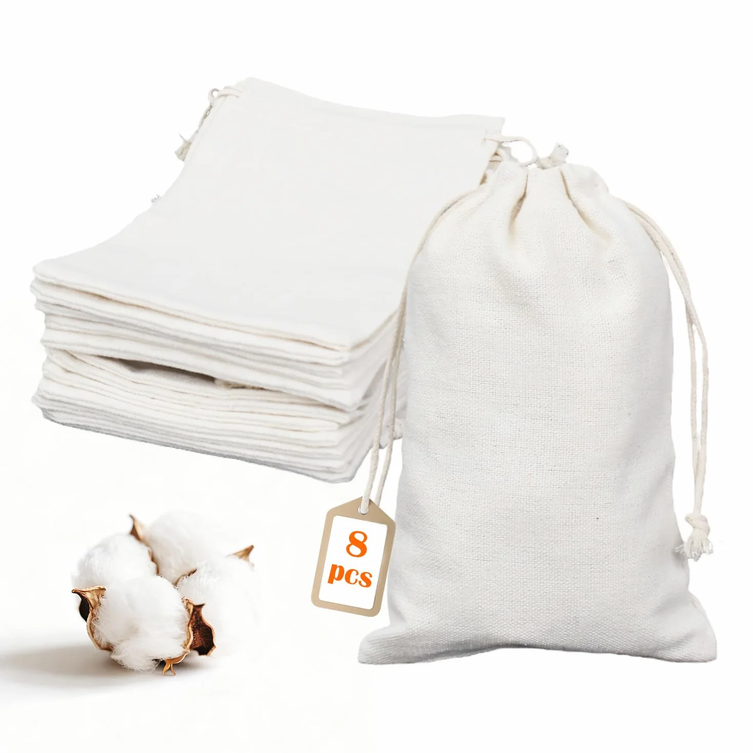 OFFASST 8 Piezas Bolsitas de Tela 15x20cm con Cordón, Bolsas Regalo Pequeñas Reutilizables para Bodas, Cumpleaños, Navidad, Joyas y DIY
