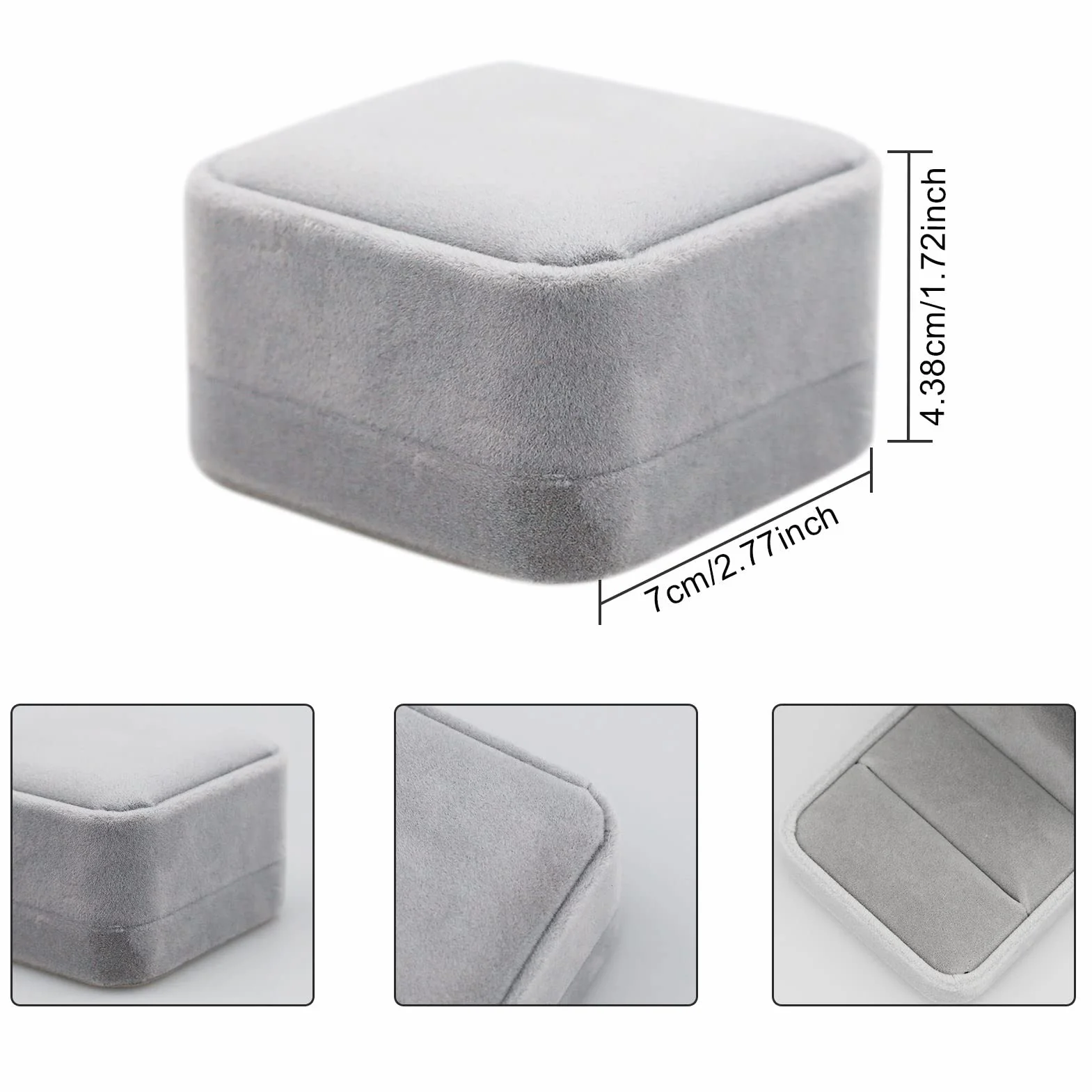 Caja de regalo para anillos de terciopelo, 70 x 70 x 40 mm