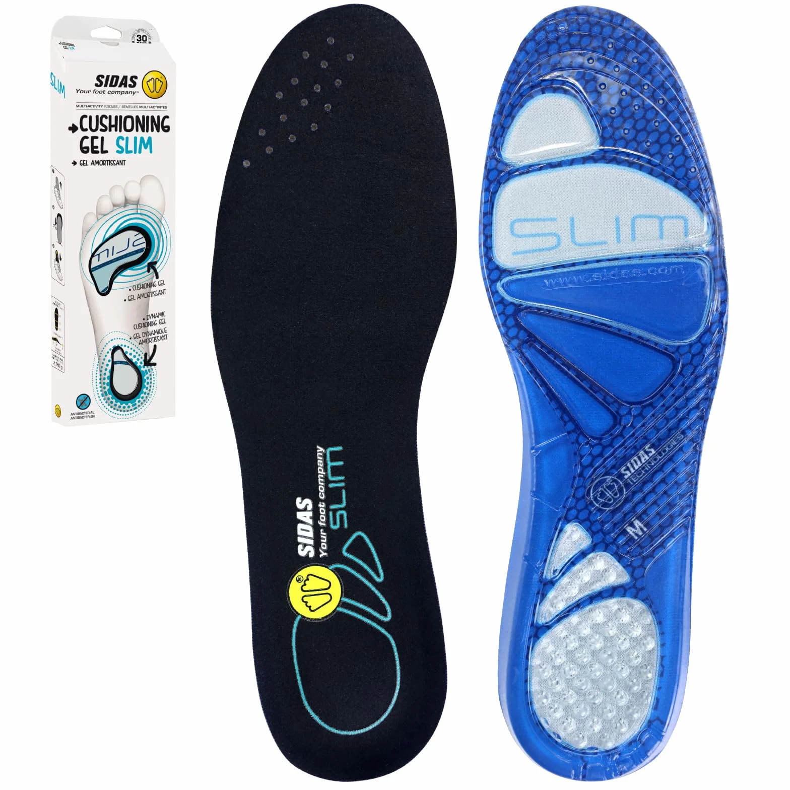 Sidas Slim Gel Plantillas Amortiguación Dynamic Gel Transpirables para Calzado Hombre Mujer