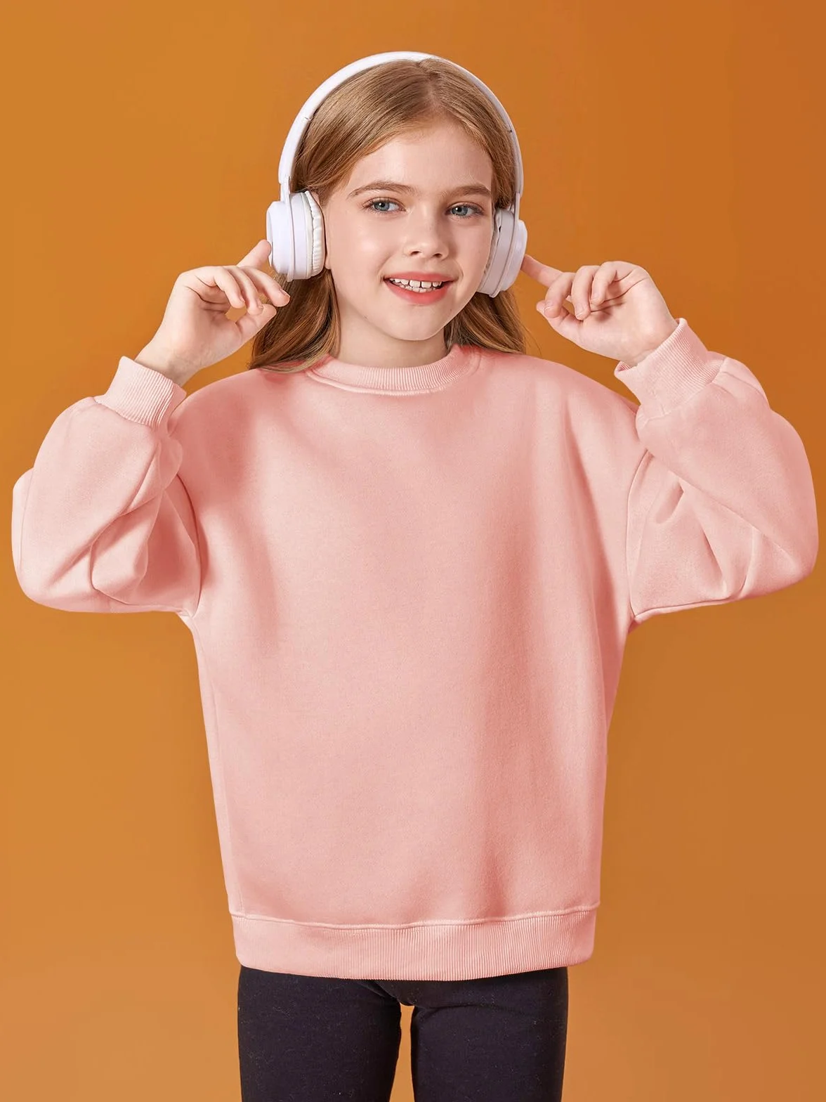 Sudadera niña cuello redondo manga larga básica 5-14 años