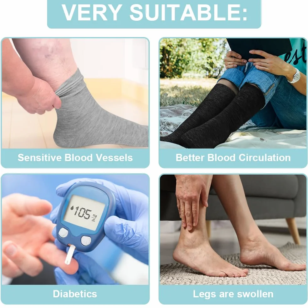 Aomig Calcetines Diabéticos Sin Costuras 6 Pares Algodón Verano
