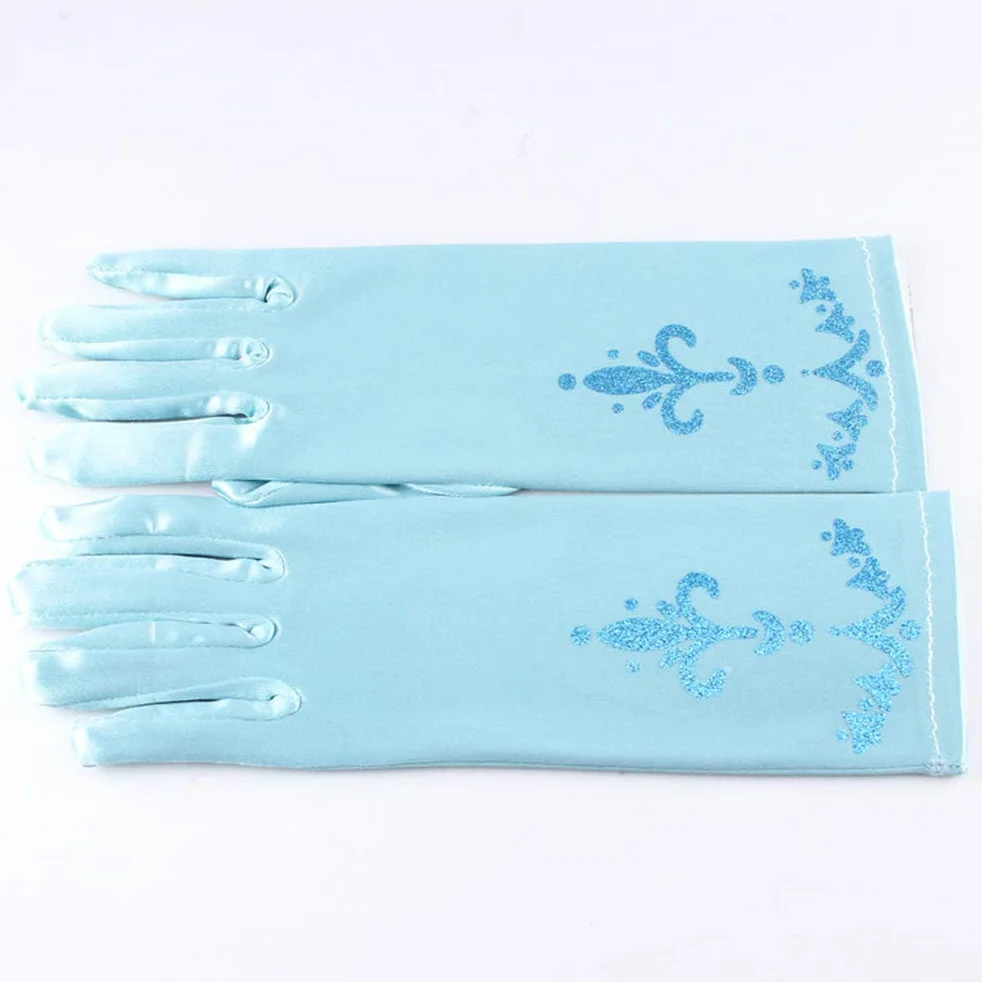 Guantes de princesa Elsa de satén para vestir, accesorios de fotografía para fiestas, niños 4-12 años