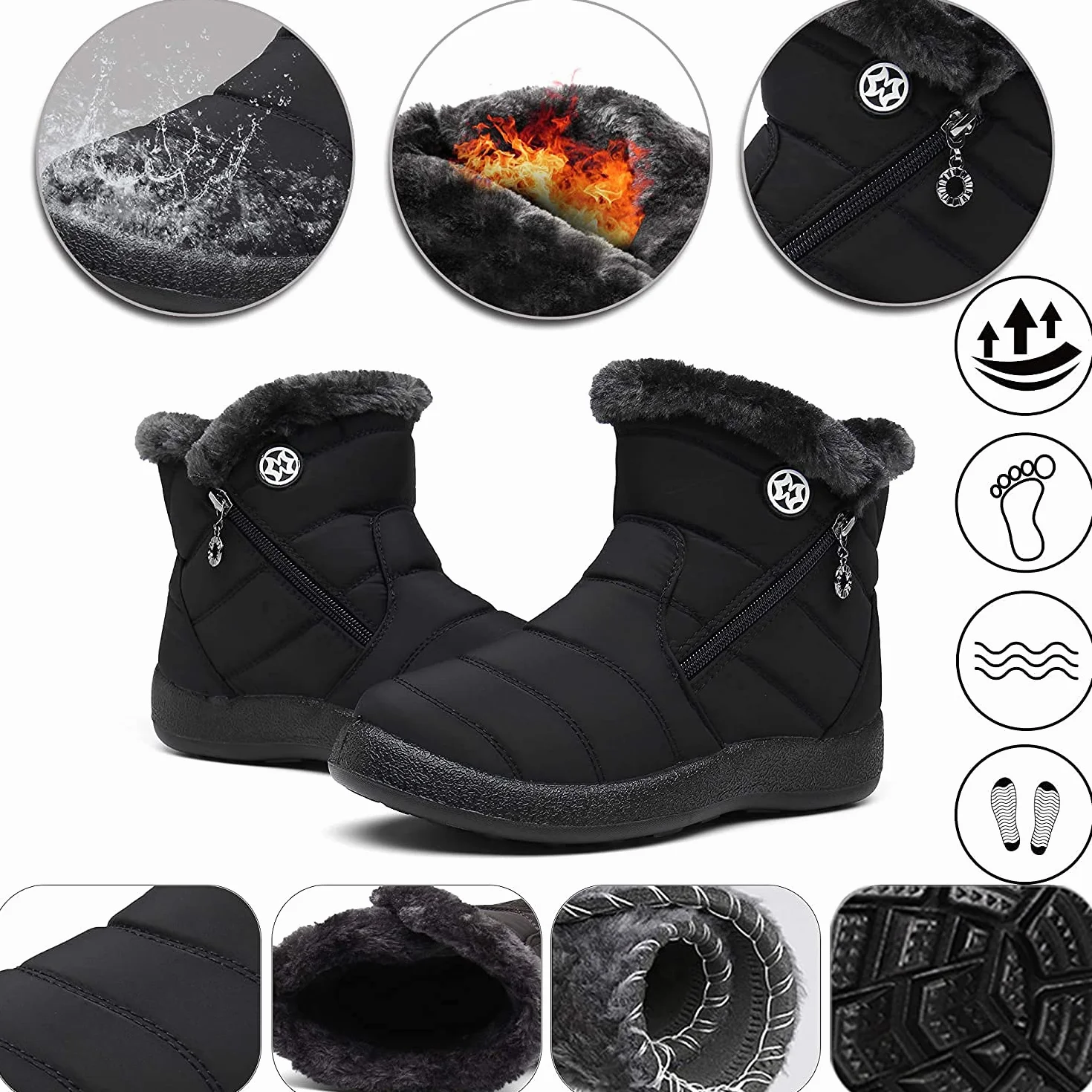 Gaatpot Botas de Invierno para Mujer Forradas con Pelo Antideslizantes