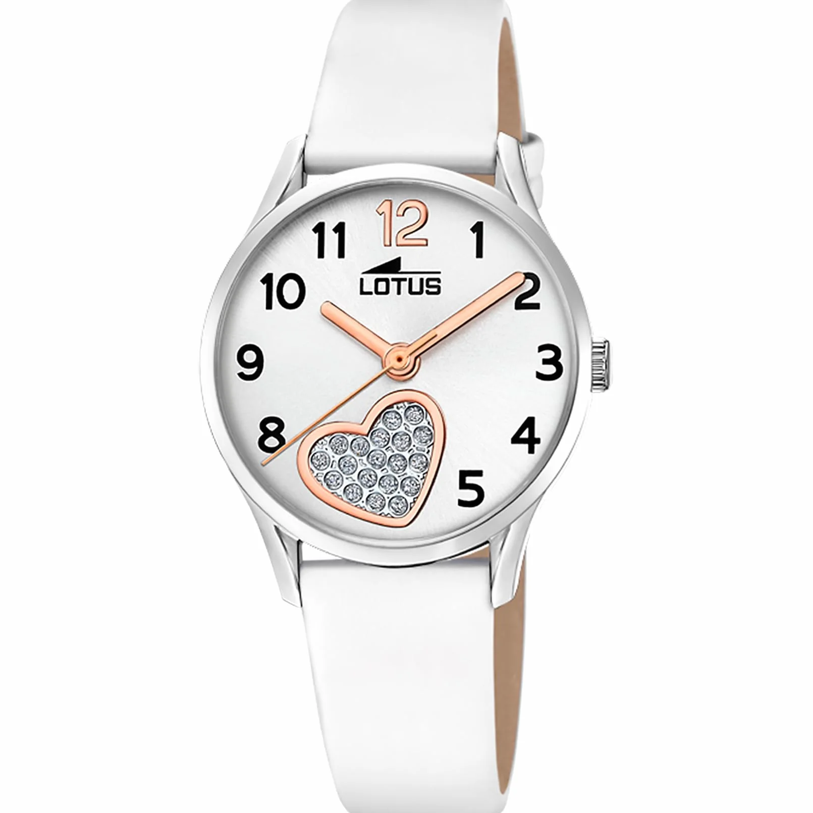 LOTUS Reloj Niña Analógico de Cuero Blanco - Movimiento de Cuarzo - Resistente al Agua 5 ATM - Clásico 18406/E