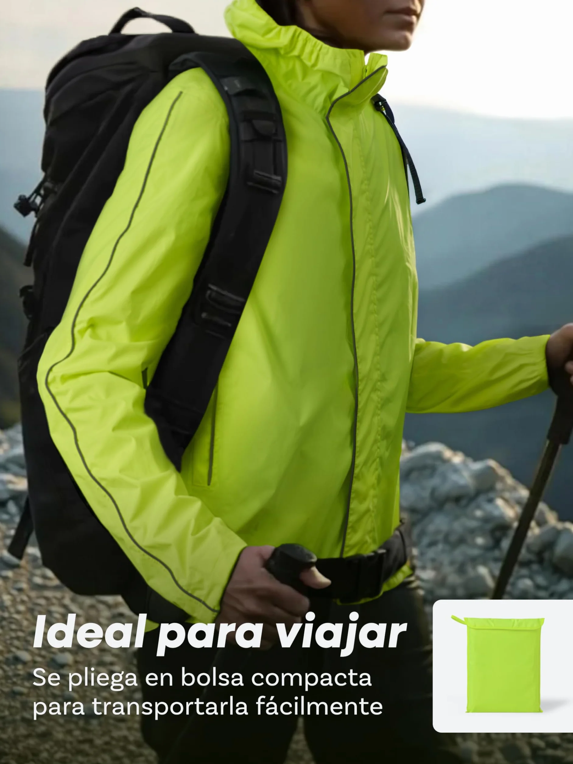 Chaqueta Ciclismo Hombre Mujer Impermeable Transpirable Lluvia Reflectante Capucha Bolsillo Trasero