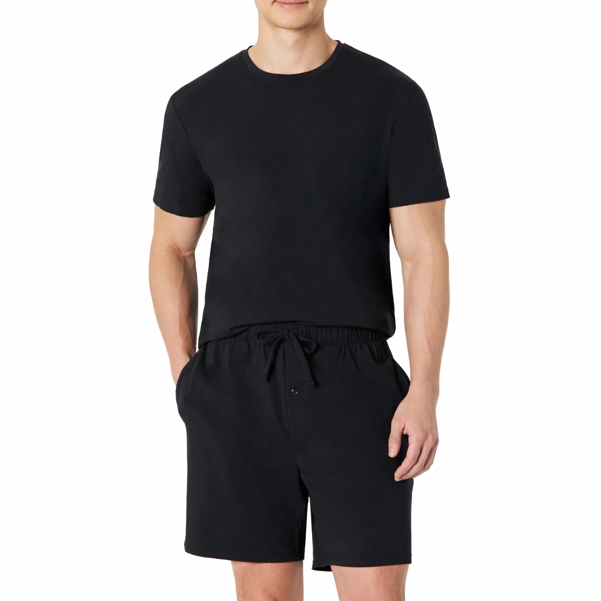 Amazon Essentials Hombre Conjunto de Pijama de algodón Modal, Camiseta Manga Corta y Pantalones Cortos