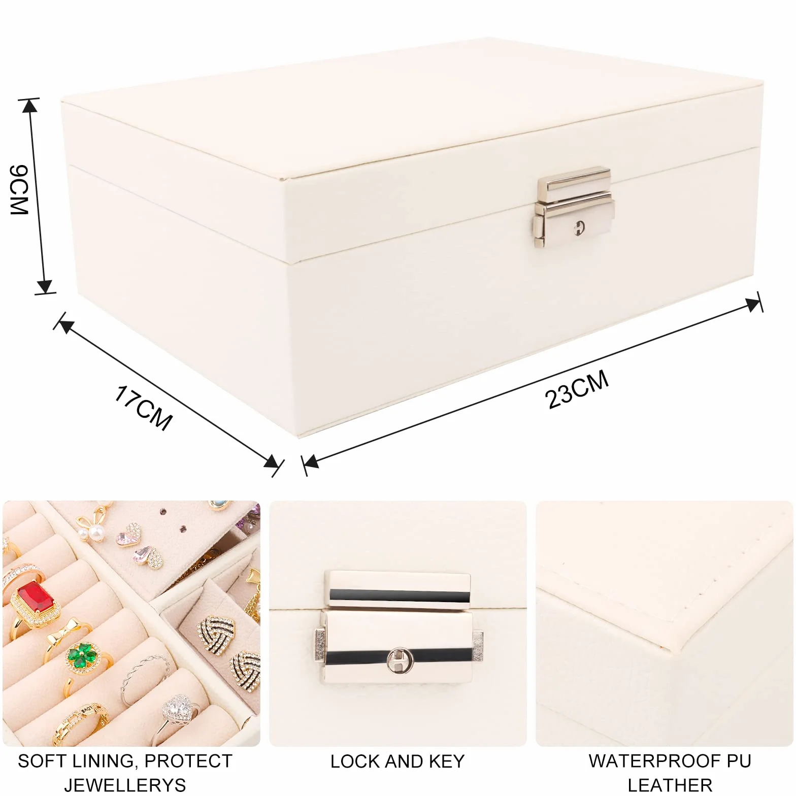 talifoca Joyeros Mujer, 2 Capas Caja Joyero Organizador de Joyas de Cuero PU para Pendientes, Anillos, Aretes, Pulseras y Collares