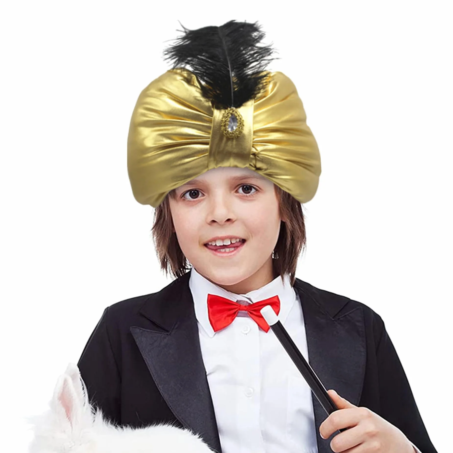 Turbante para Hombres y Mujeres, Envoltura de la Cabeza de satén Plisado del sultán Indio, Envoltura de la Cabeza del Turbante para Mujeres y Turbante para el Disfraces y la Fiesta.